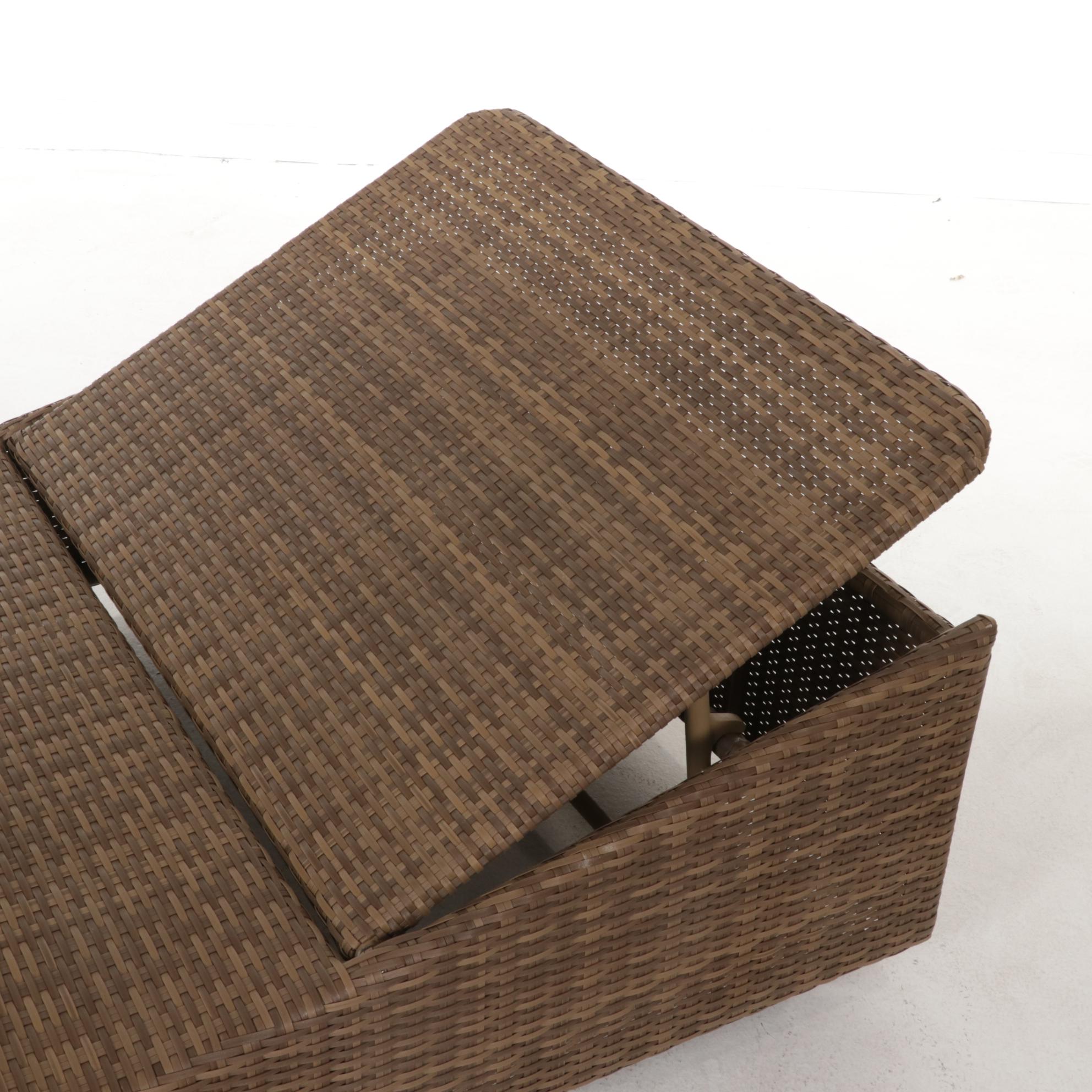 Woodard Contemporary Resin Wicker Two-Wheeled Platform Chaise Lounge