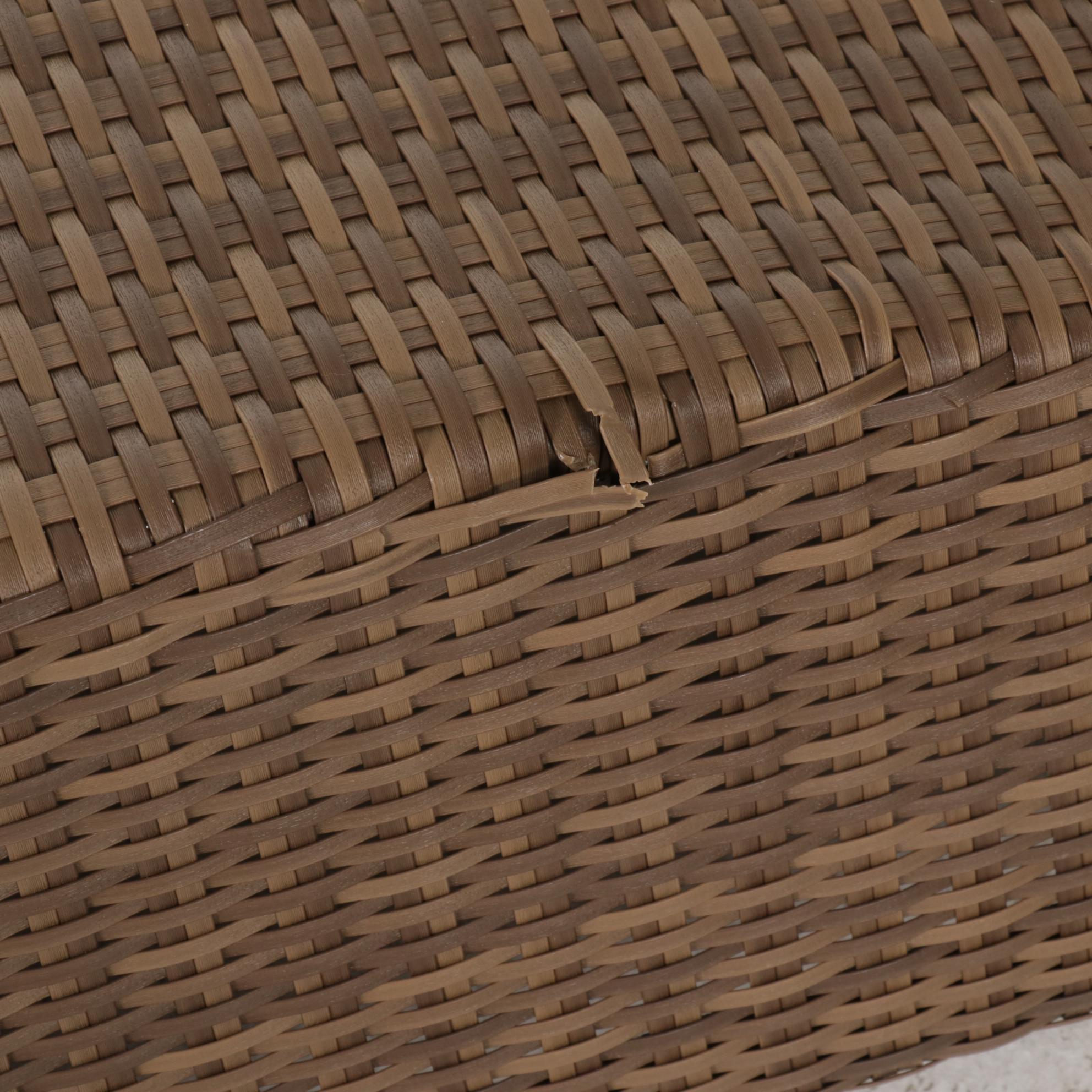 Woodard Contemporary Resin Wicker Two-Wheeled Platform Chaise Lounge