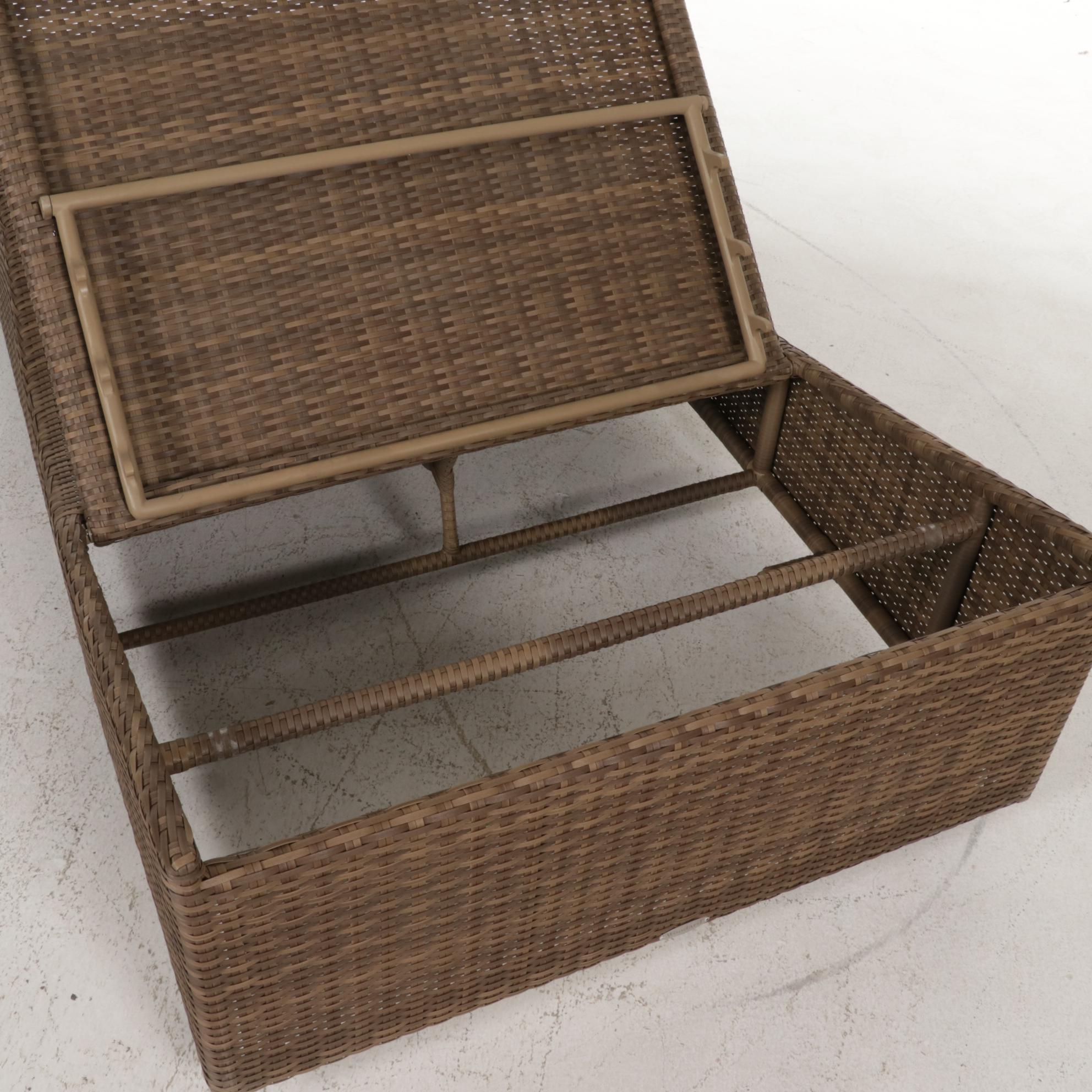 Woodard Contemporary Resin Wicker Two-Wheeled Platform Chaise Lounge