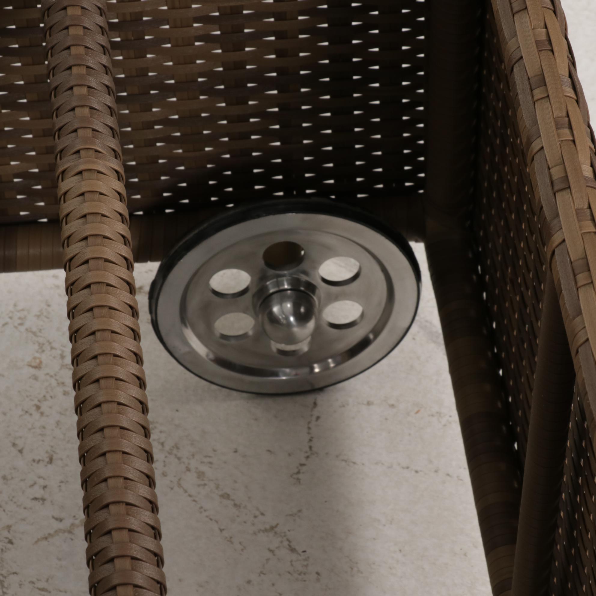 Woodard Contemporary Resin Wicker Two-Wheeled Platform Chaise Lounge