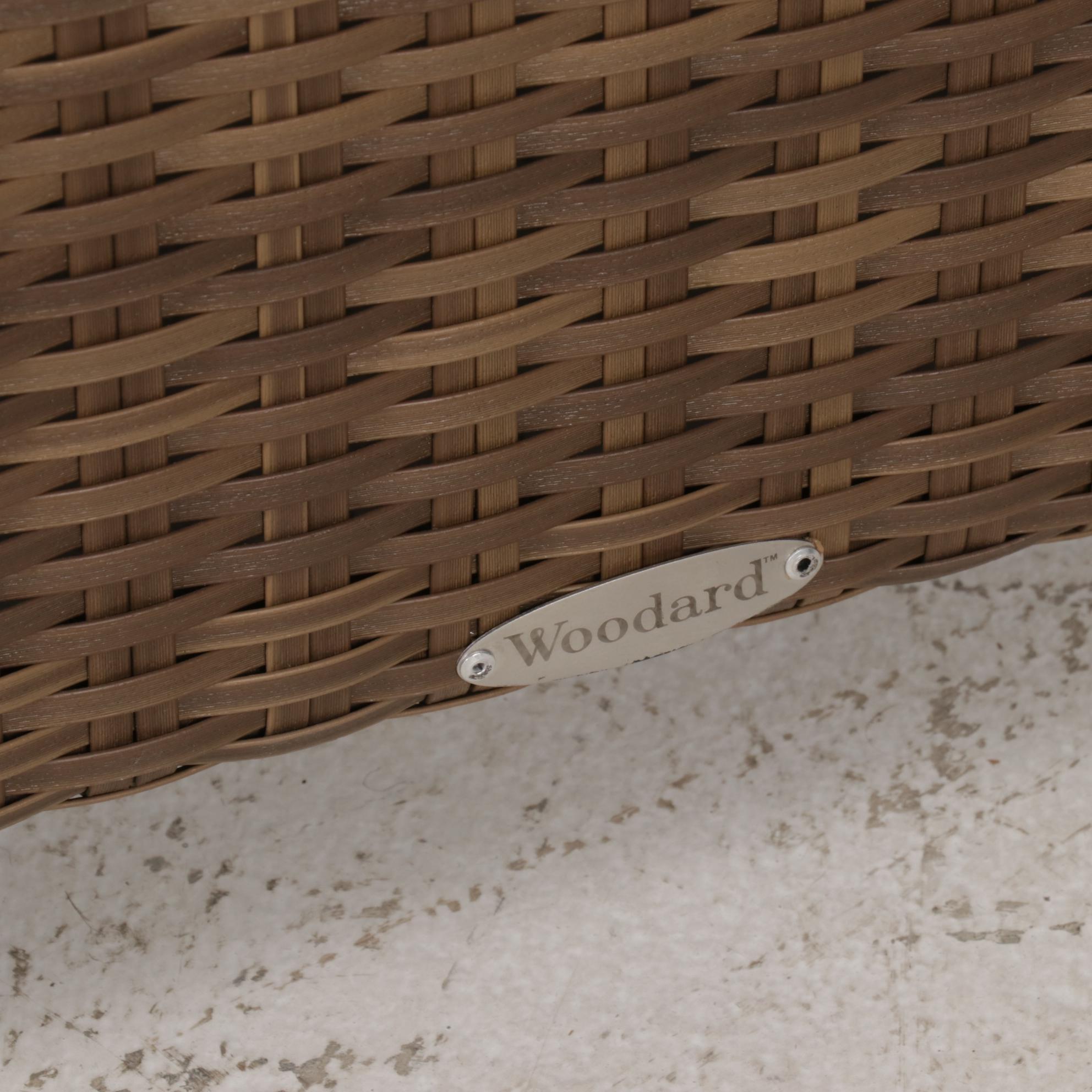 Woodard Contemporary Resin Wicker Two-Wheeled Platform Chaise Lounge