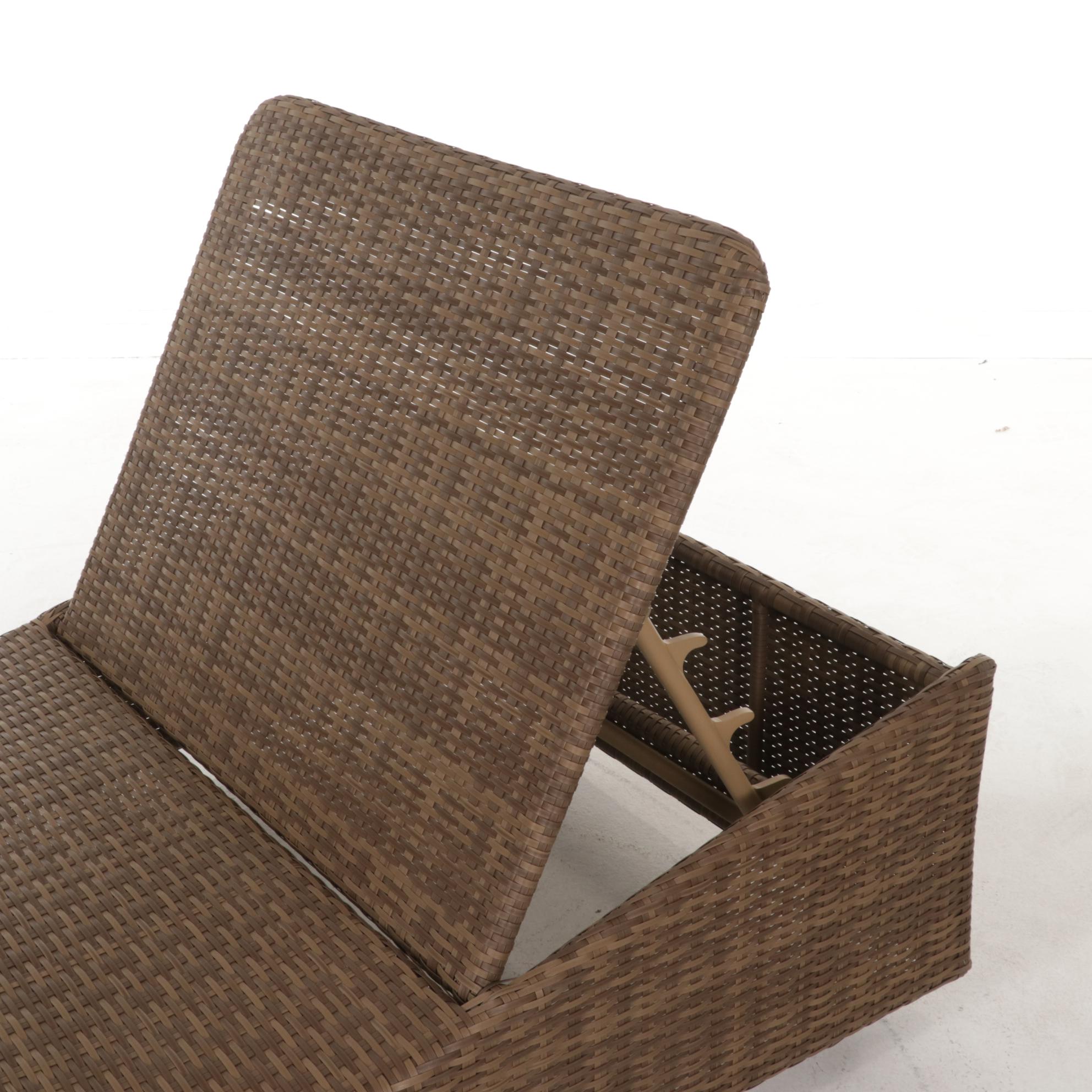 Woodard Contemporary Resin Wicker Two-Wheeled Platform Chaise Lounge