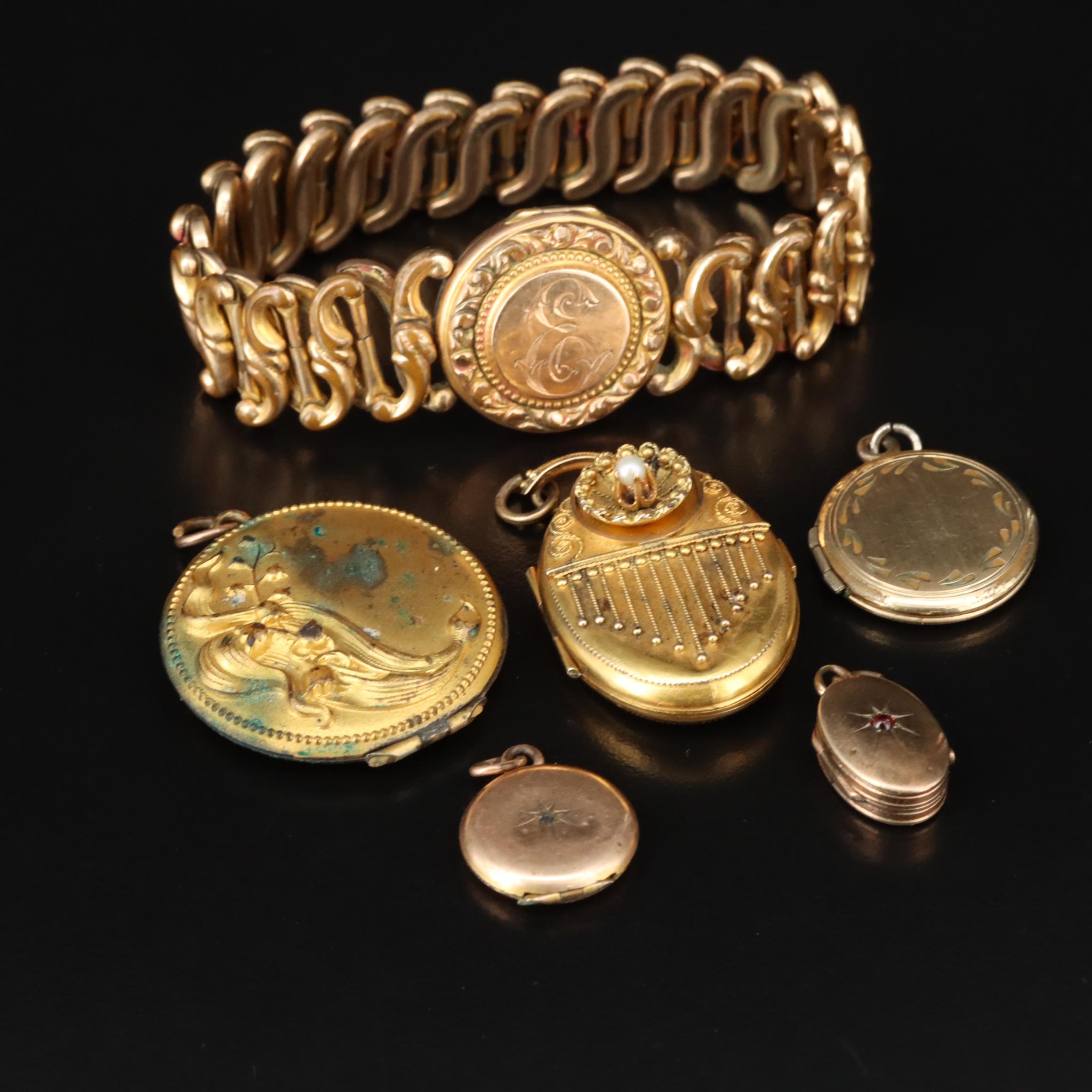 Antique 10K Seed Pearl and Garnet Lockets Featured in Vintage Jewelry