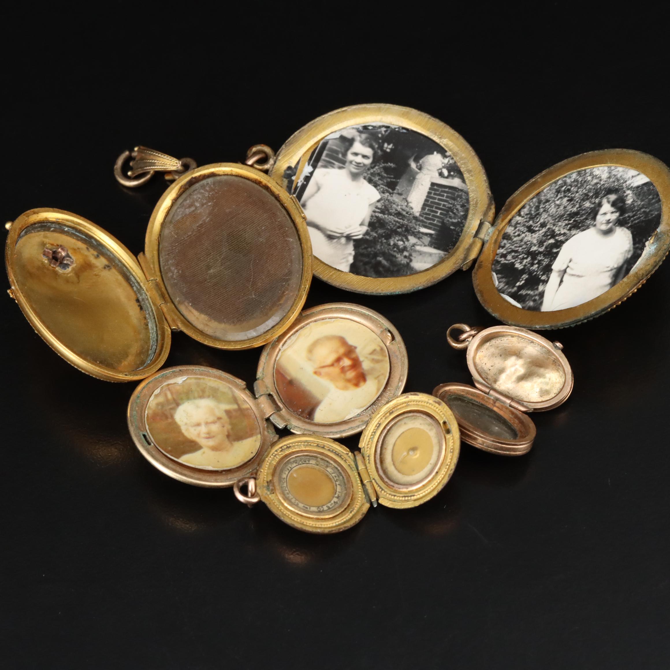 Antique 10K Seed Pearl and Garnet Lockets Featured in Vintage Jewelry