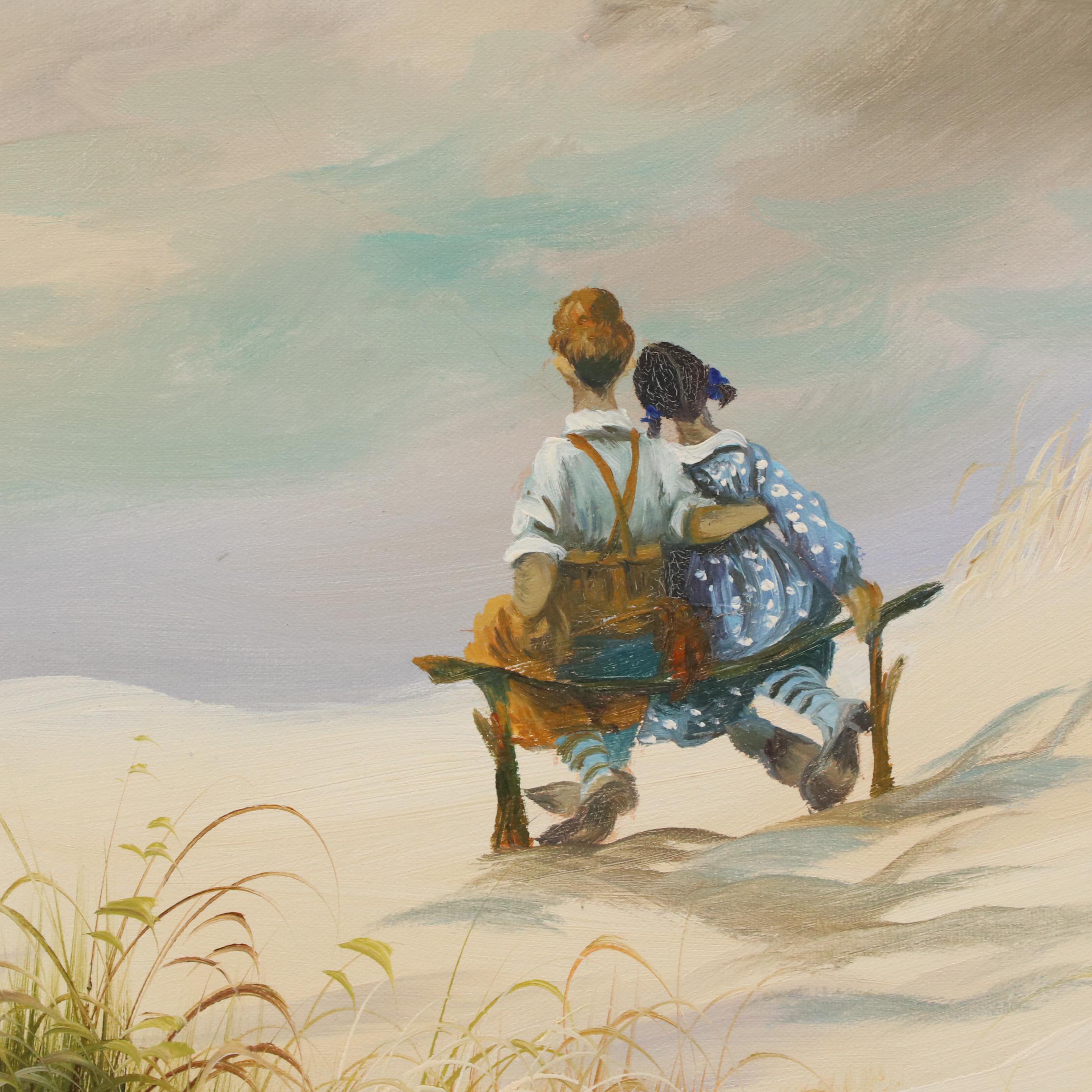 Jenkins Oil Painting of a Coastal Landscape with Figures