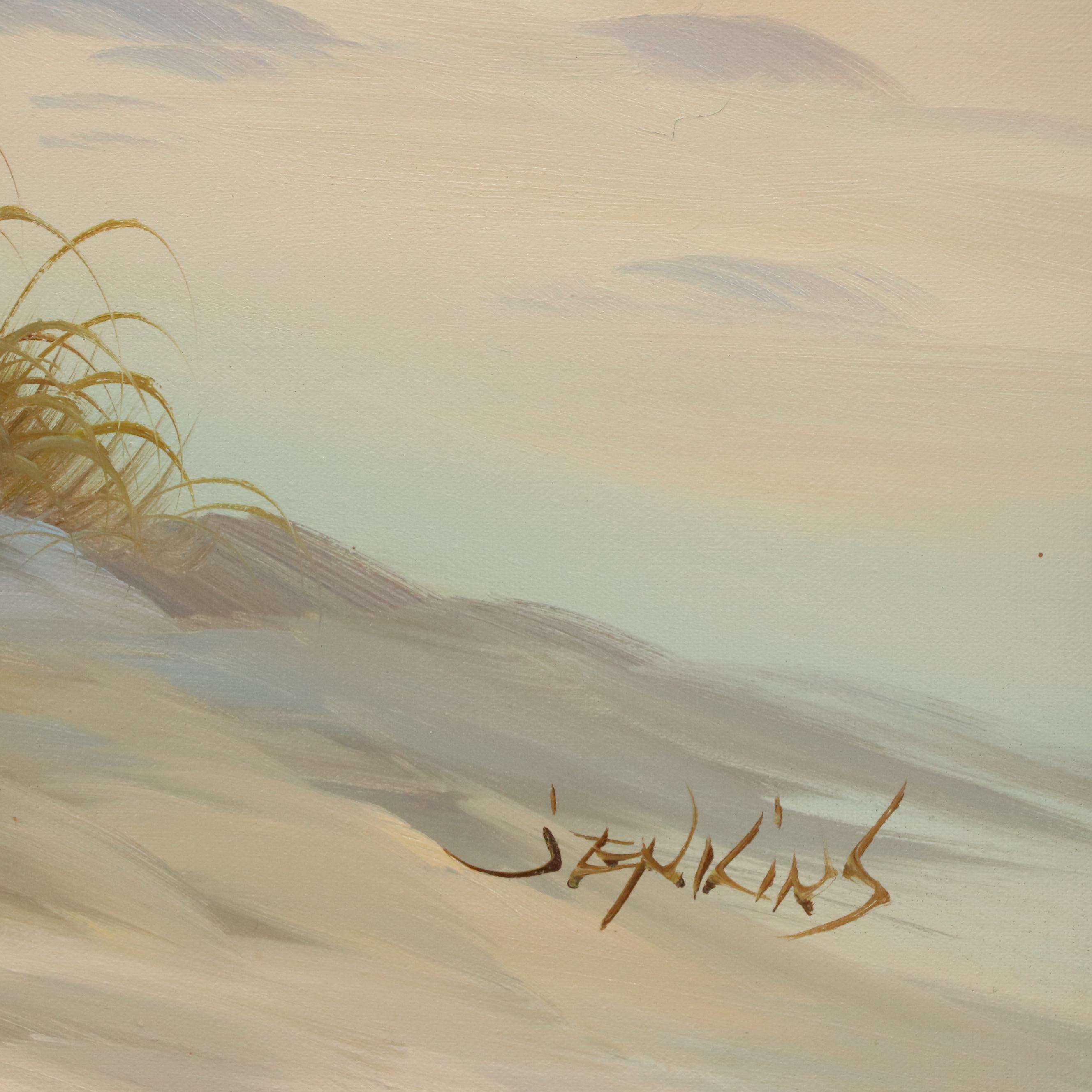 Jenkins Oil Painting of a Coastal Landscape with Figures