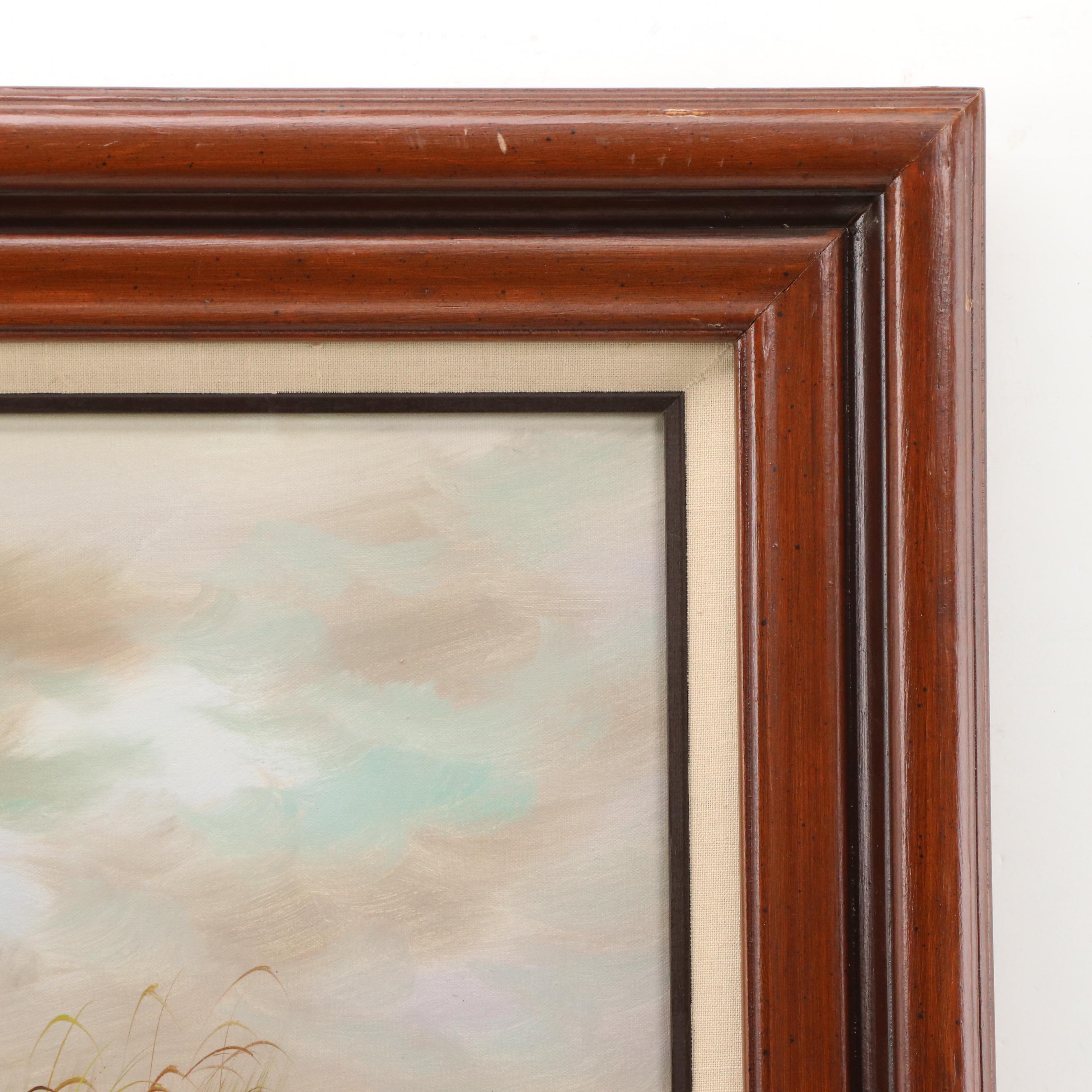 Jenkins Oil Painting of a Coastal Landscape with Figures