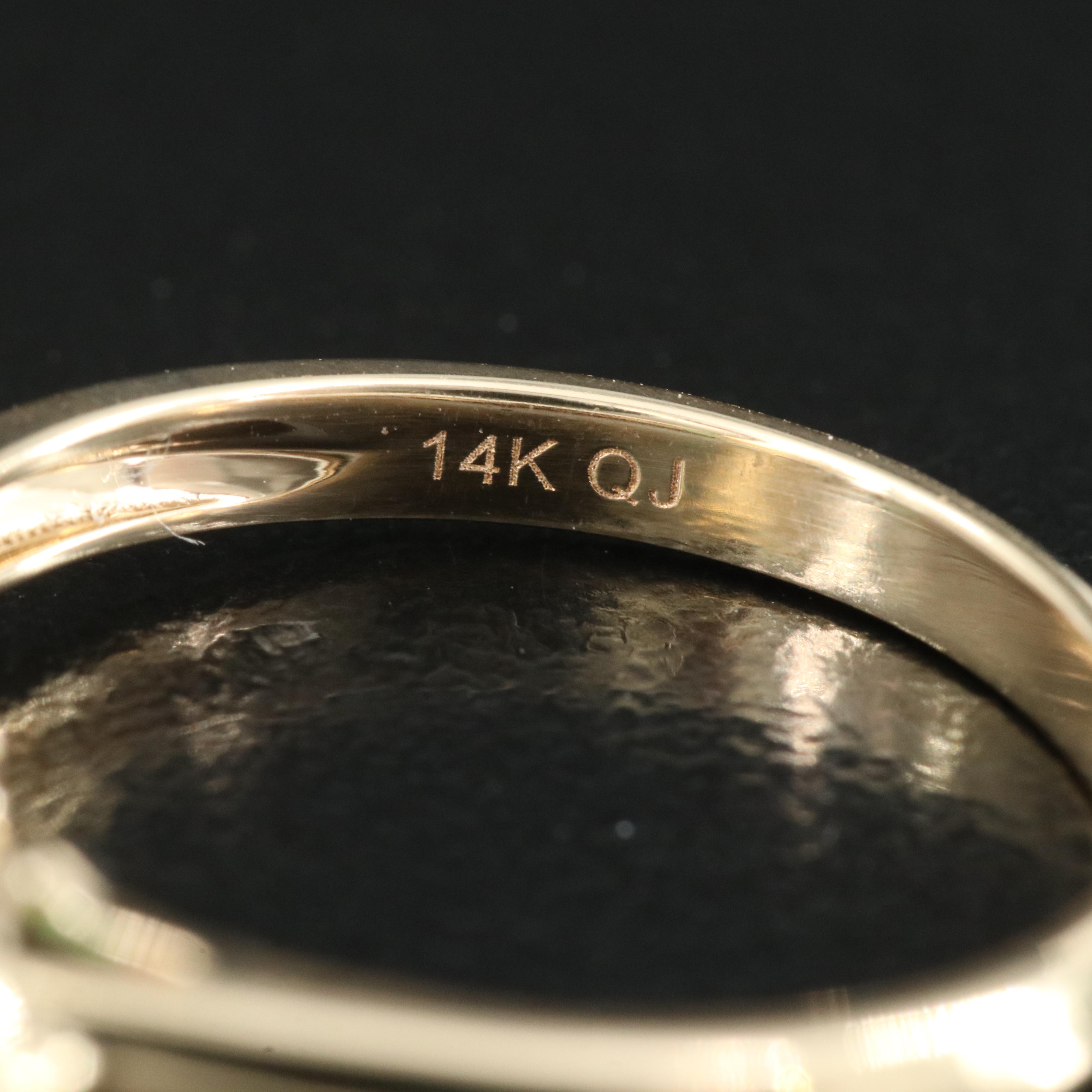 14K Lab Grown Diamond and Emerald Ring