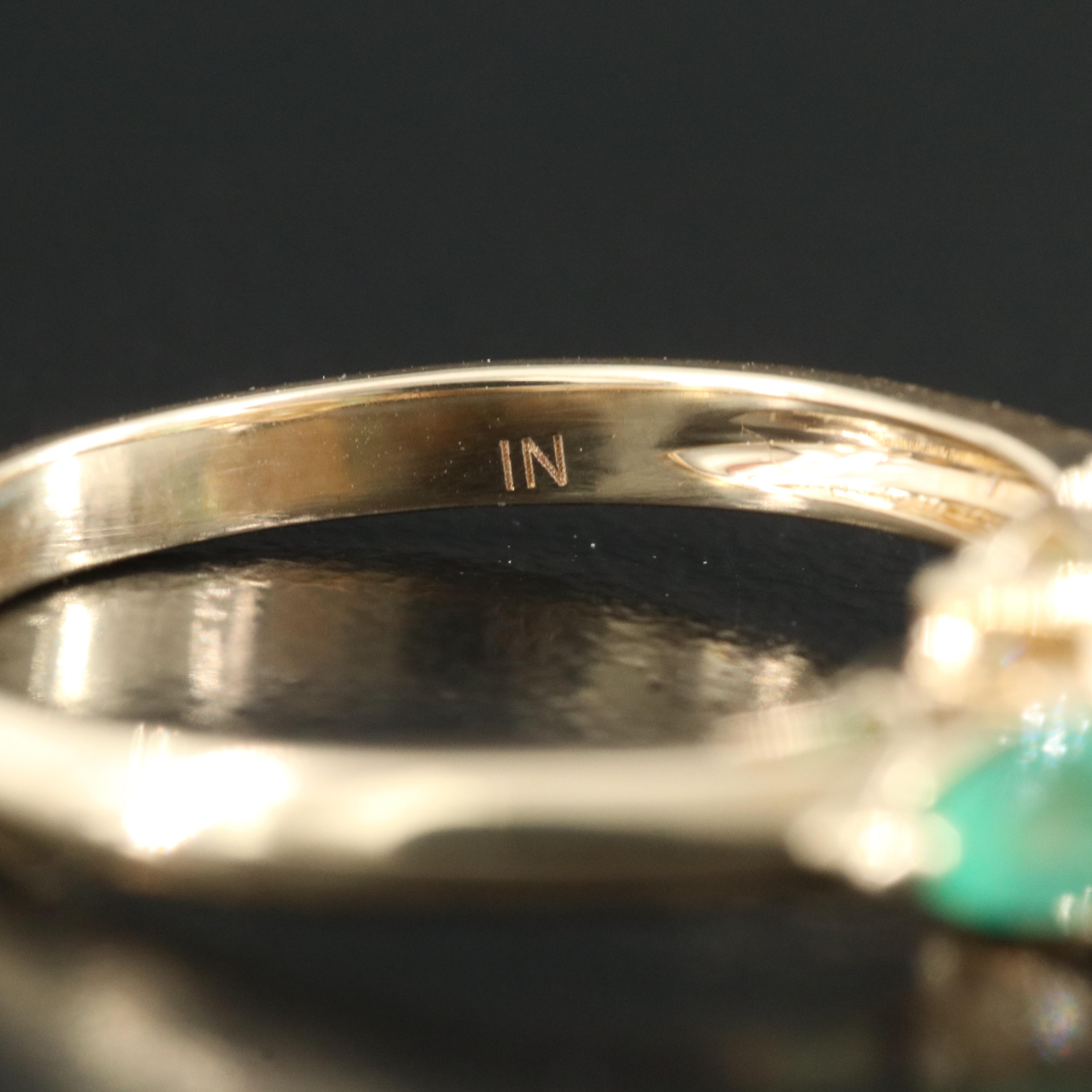 14K Lab Grown Diamond and Emerald Ring