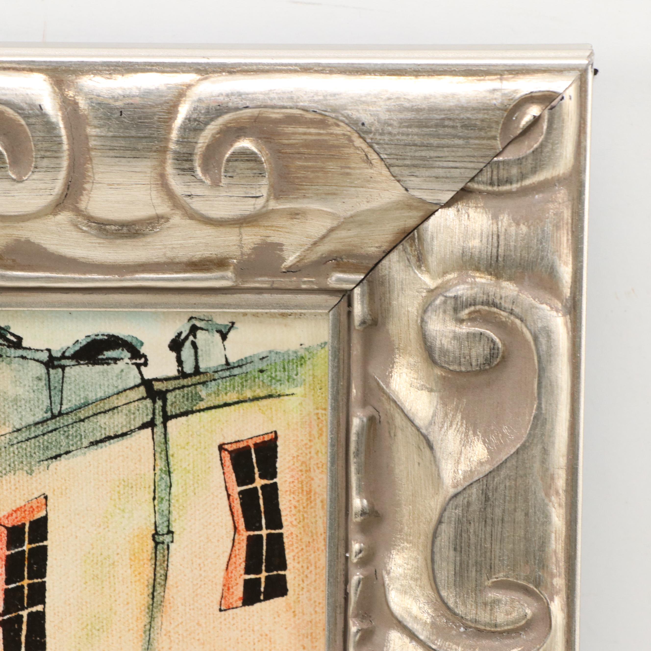 Nikol Mixed Media Painting of a European Street Scene