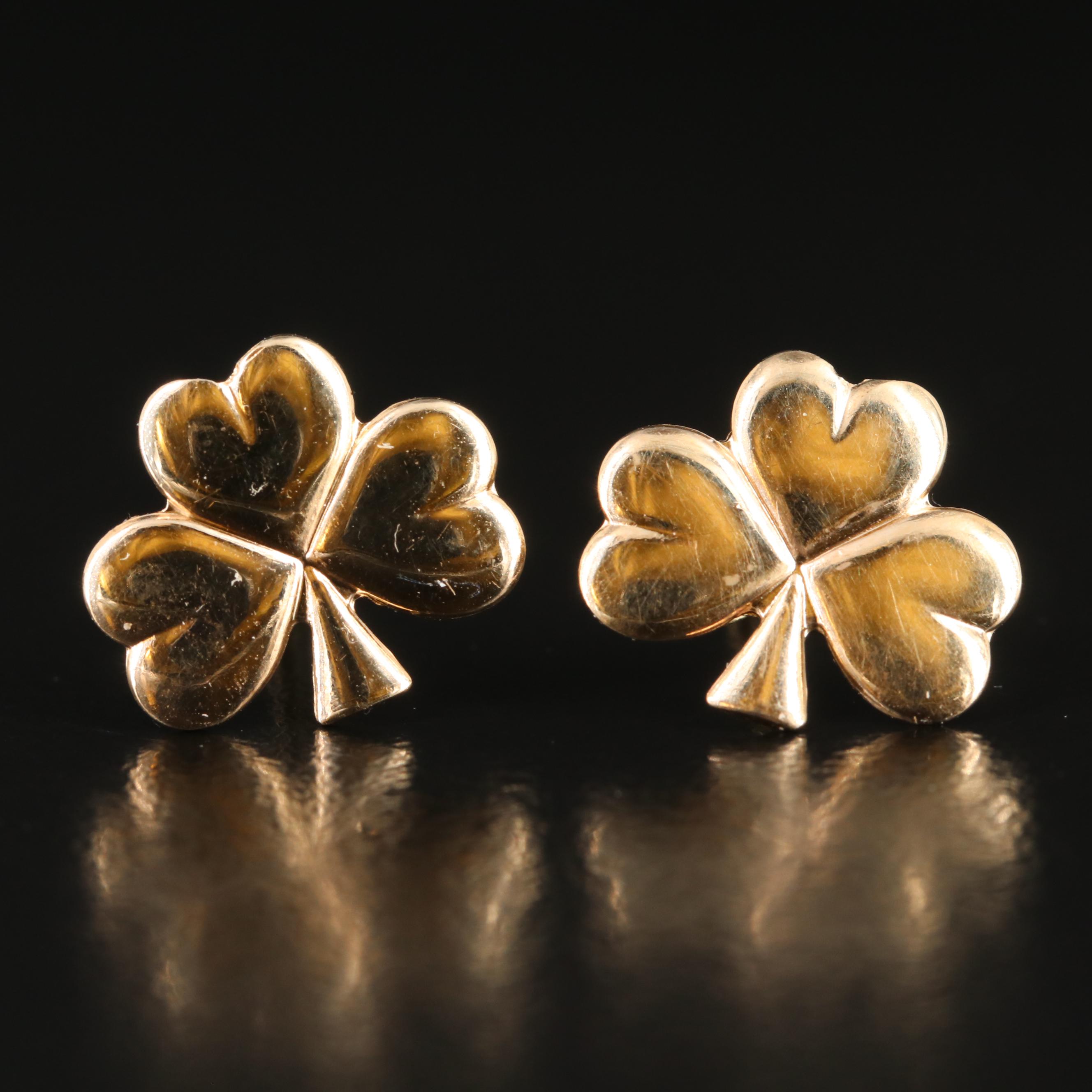14K Clover Stud Earrings