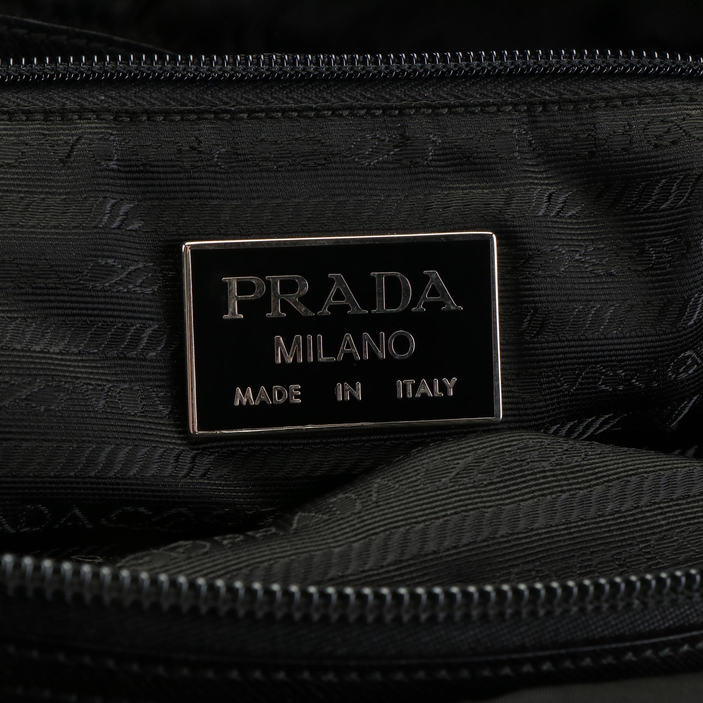 Prada Tessuto Black Nylon and Saffiano Leather Weekend Duffle Bag