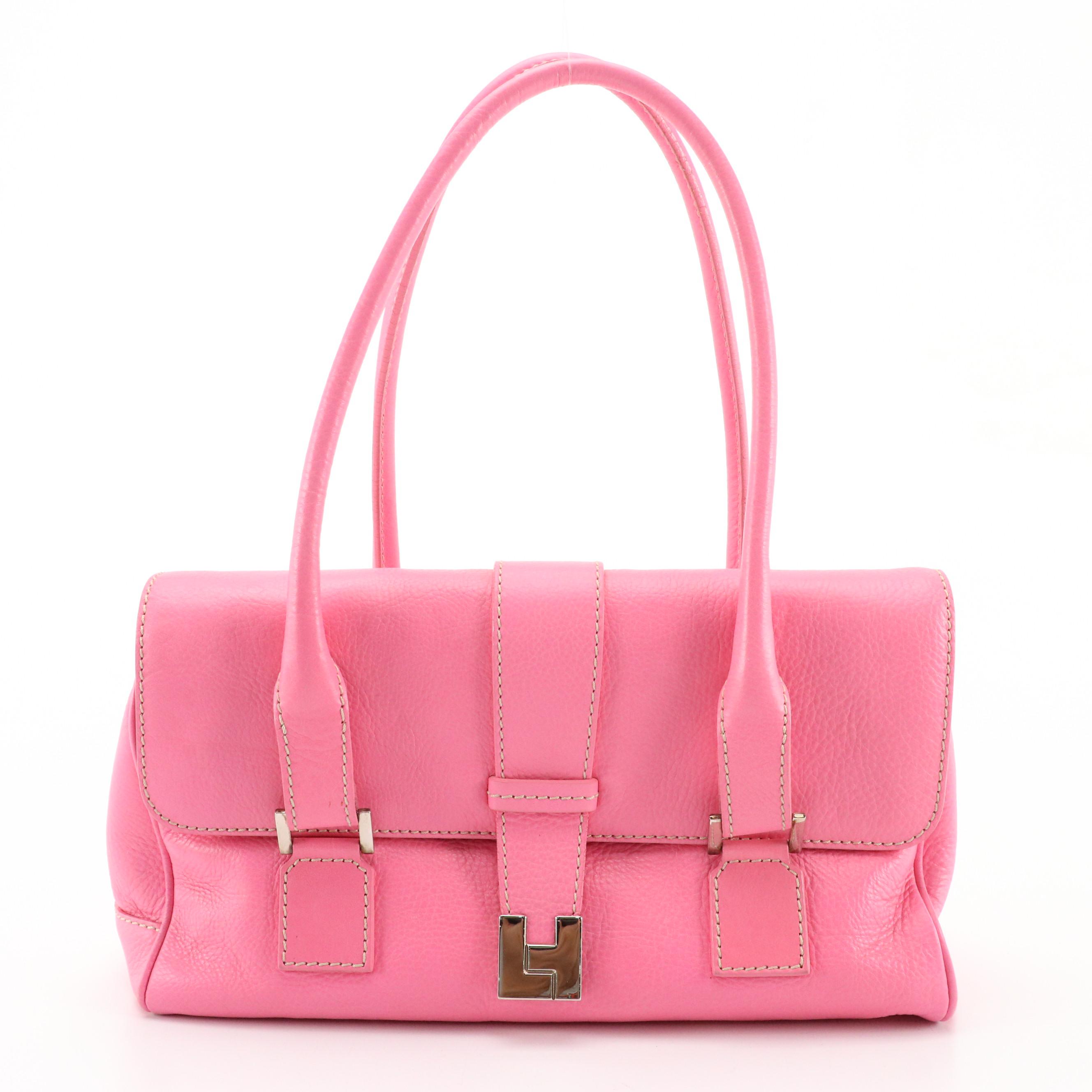 Isabella Fiore Beaded Woven Raffia Handbag and Lambertson-Truex Pink Leather Bag