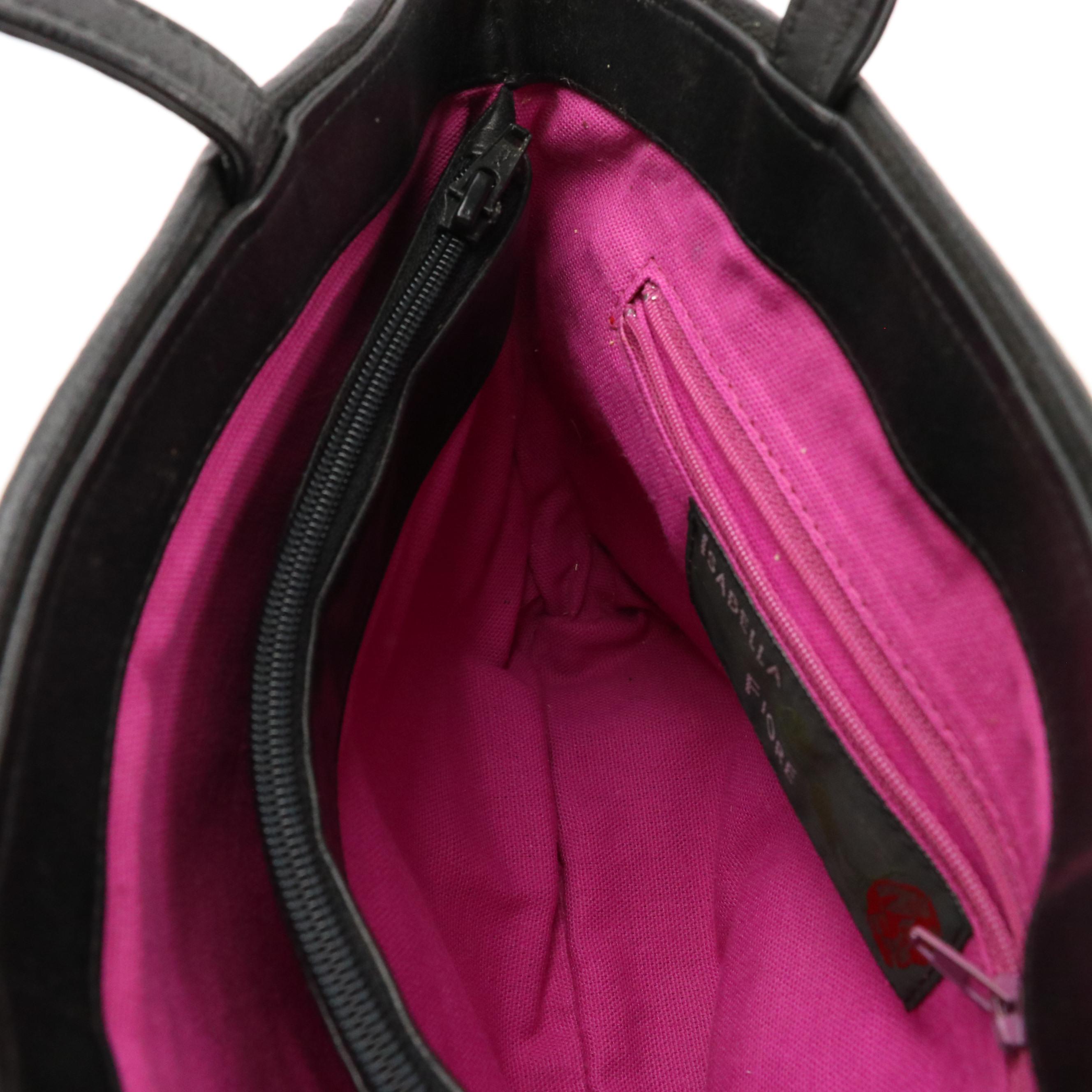 Isabella Fiore Beaded Woven Raffia Handbag and Lambertson-Truex Pink Leather Bag