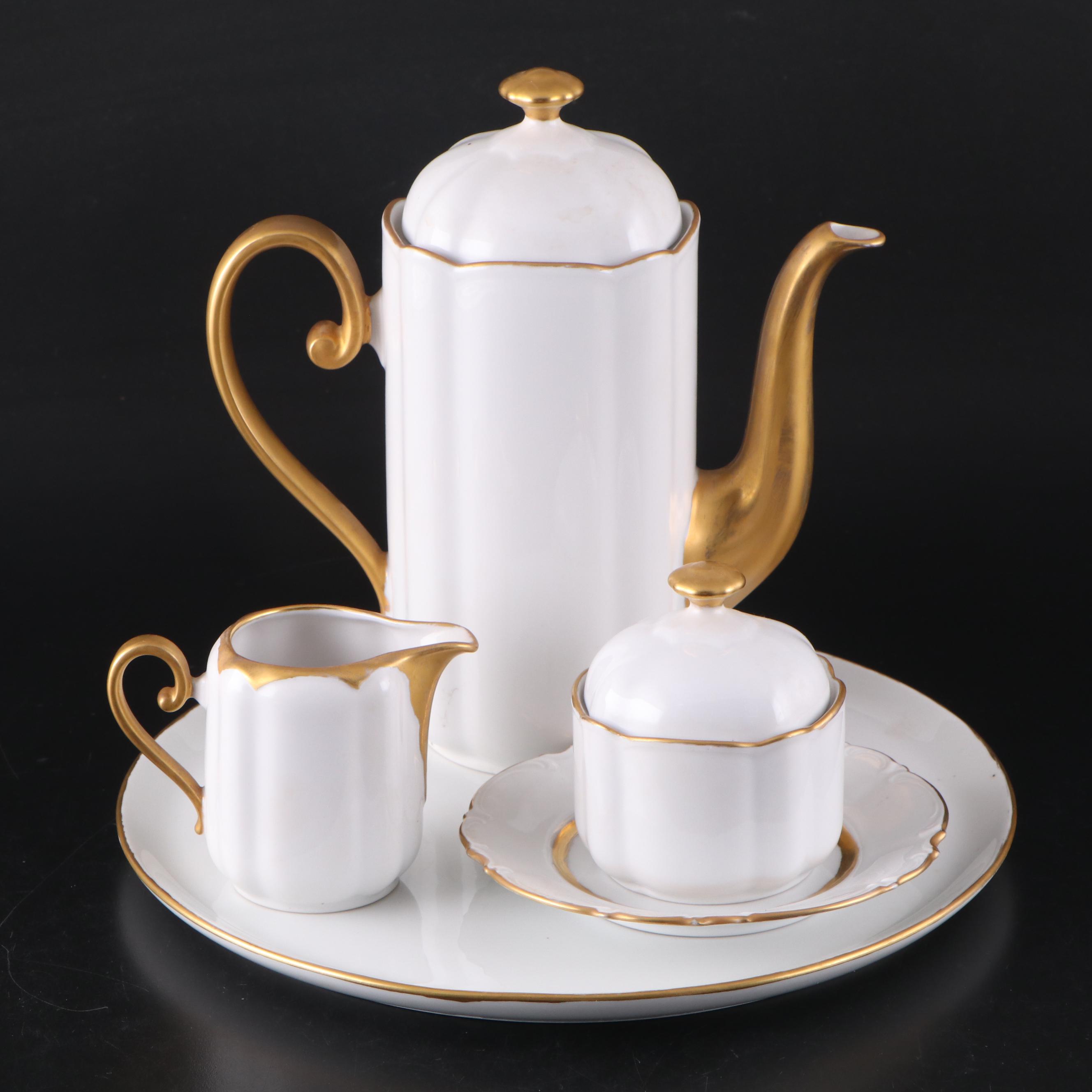 Seltmann "Gloria" Gilt Porcelain Coffee Service with Other Porcelain Table Décor