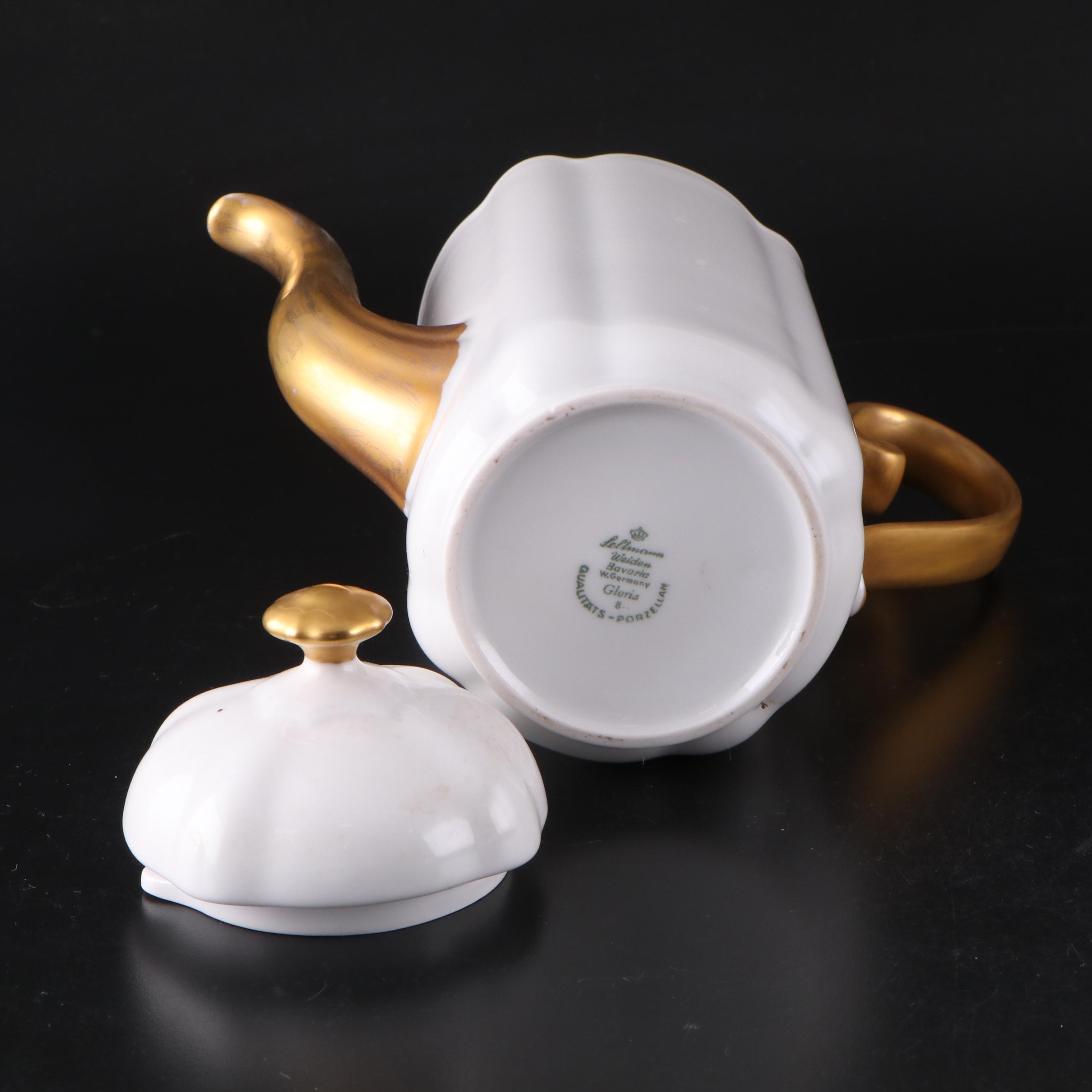 Seltmann "Gloria" Gilt Porcelain Coffee Service with Other Porcelain Table Décor