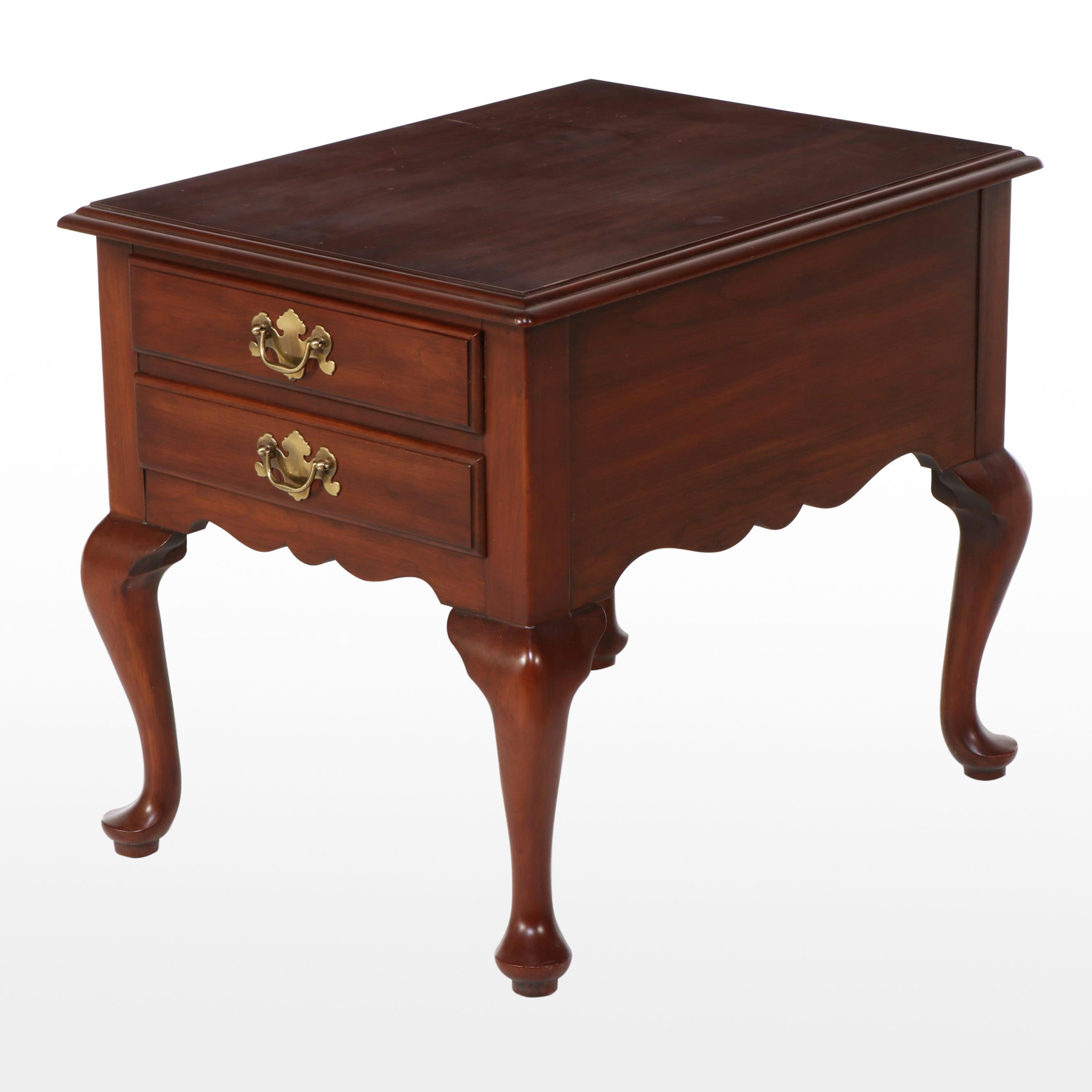 Henkel-Harris "Virginia Galleries" Cherrywood Two-Drawer Side Table, dated 1979