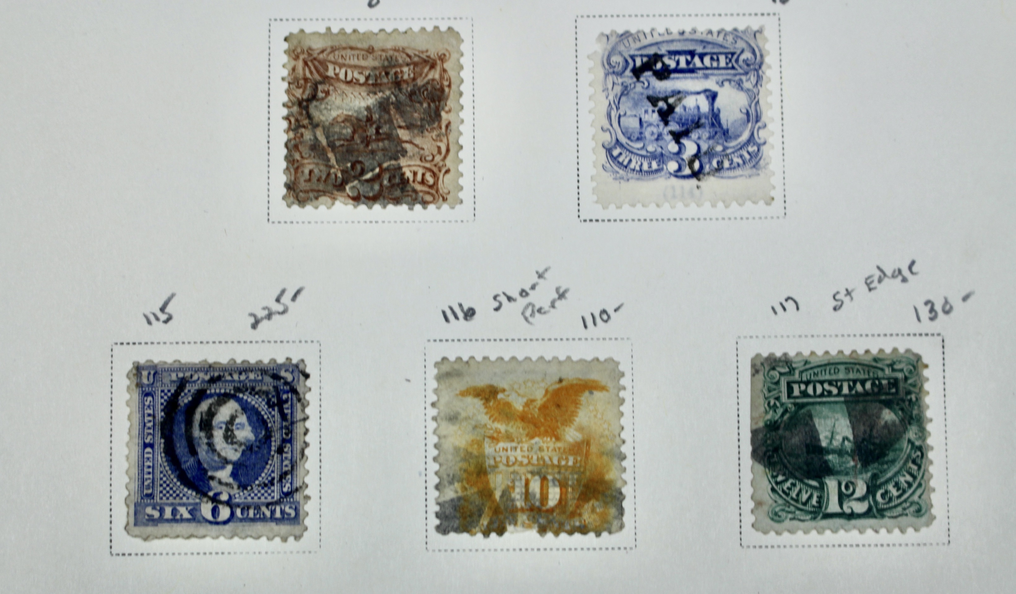 Eight Different Used 1869 Pictorial Postage Stamps