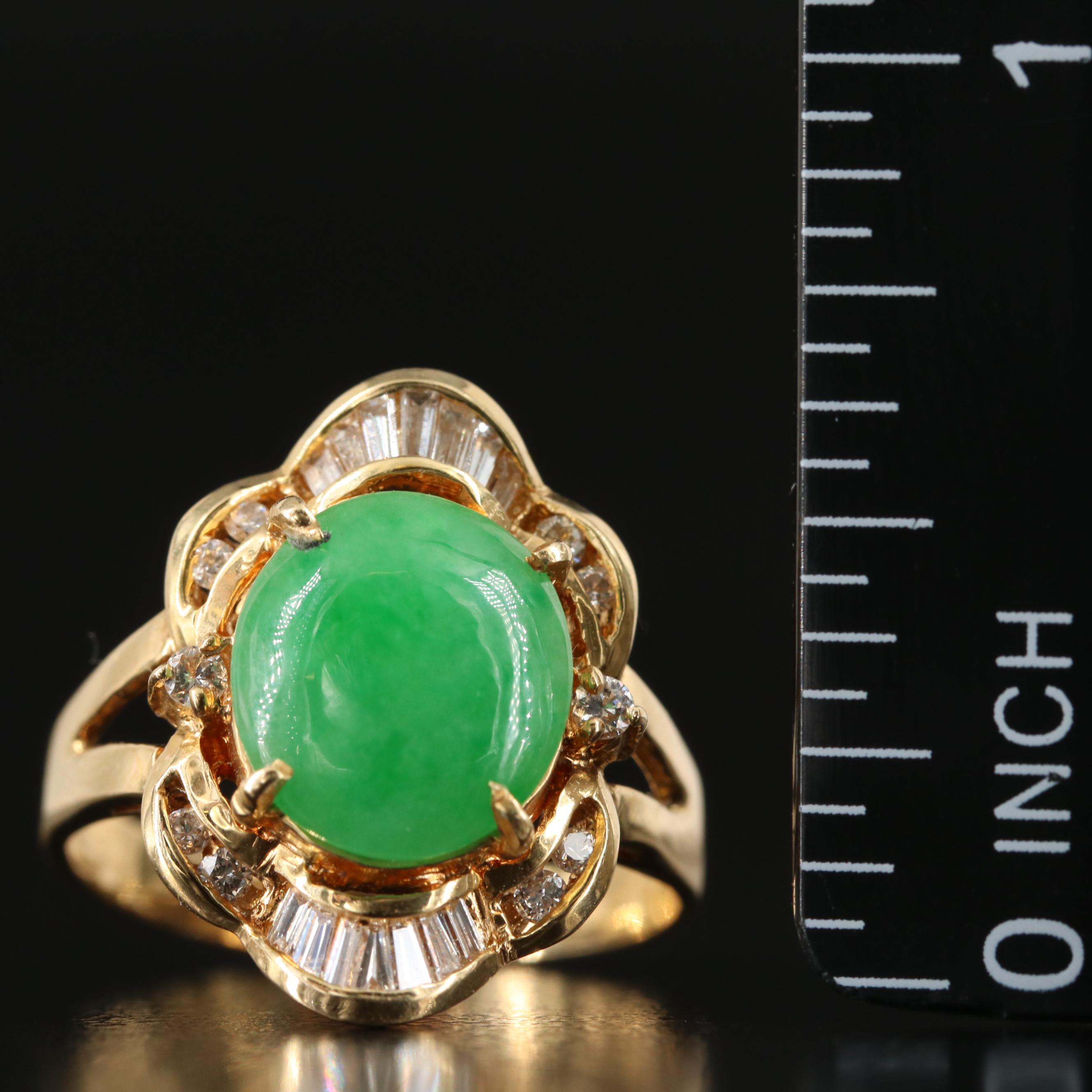 18K Fei Cui Jadeite and Diamond Ring with GIA Report