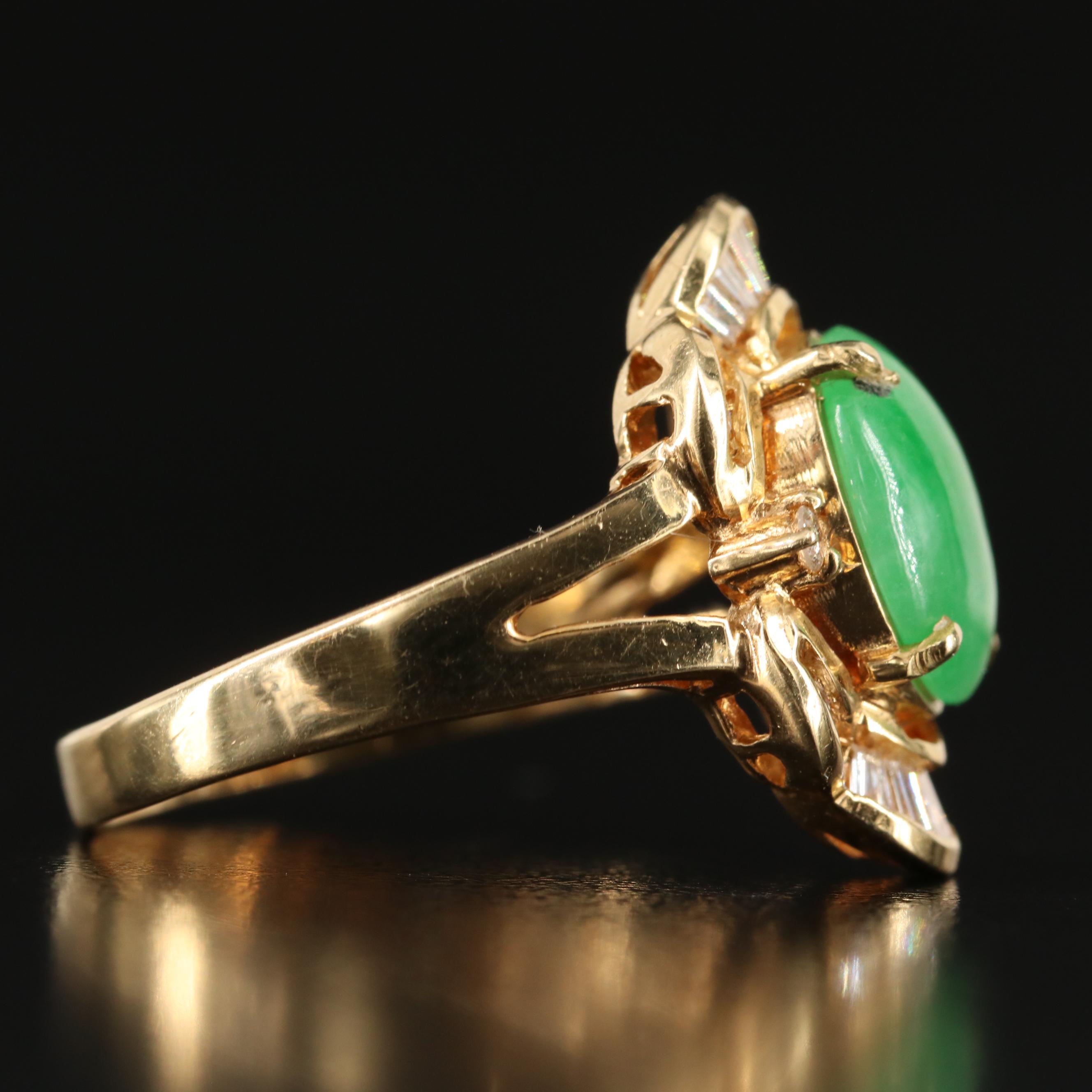 18K Fei Cui Jadeite and Diamond Ring with GIA Report