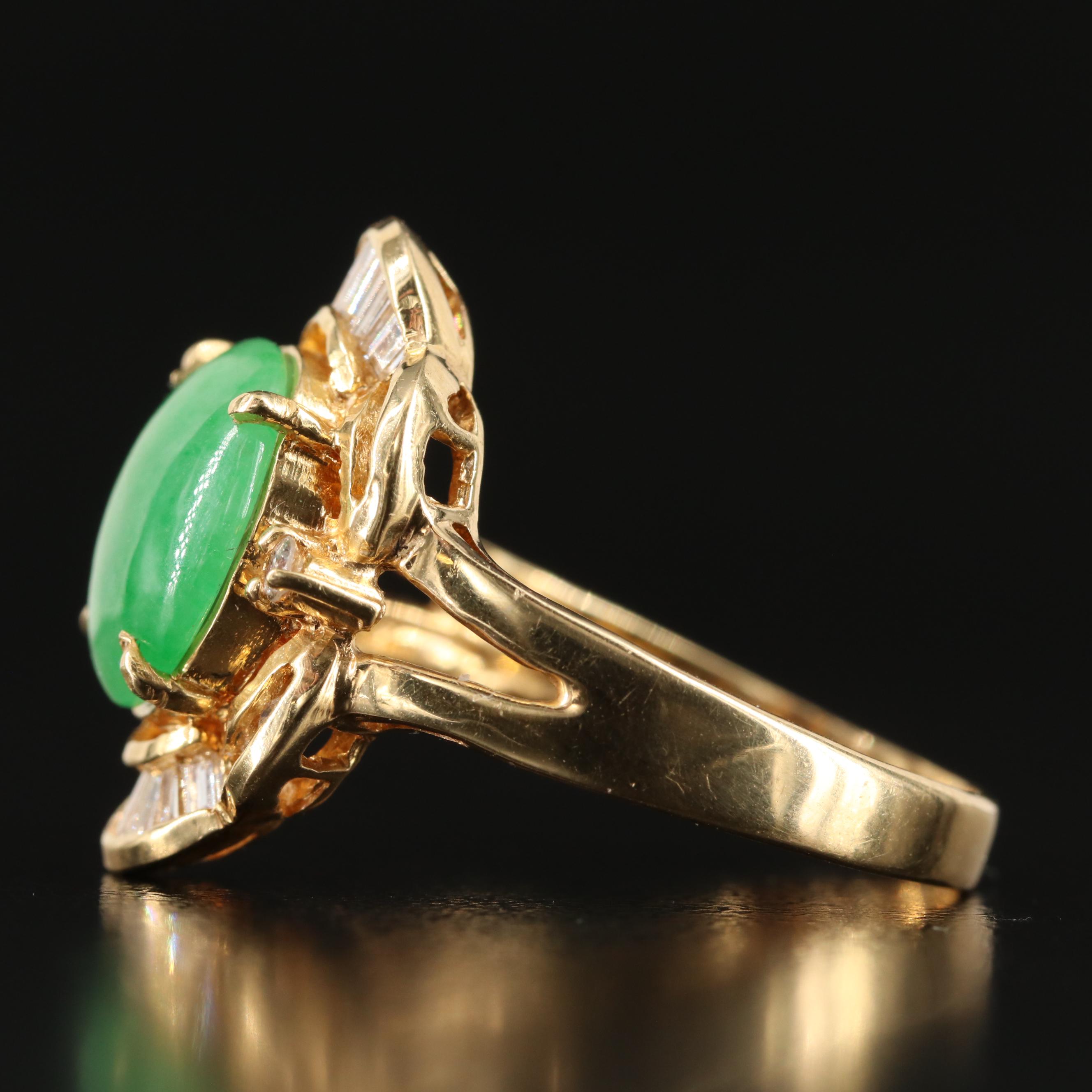 18K Fei Cui Jadeite and Diamond Ring with GIA Report