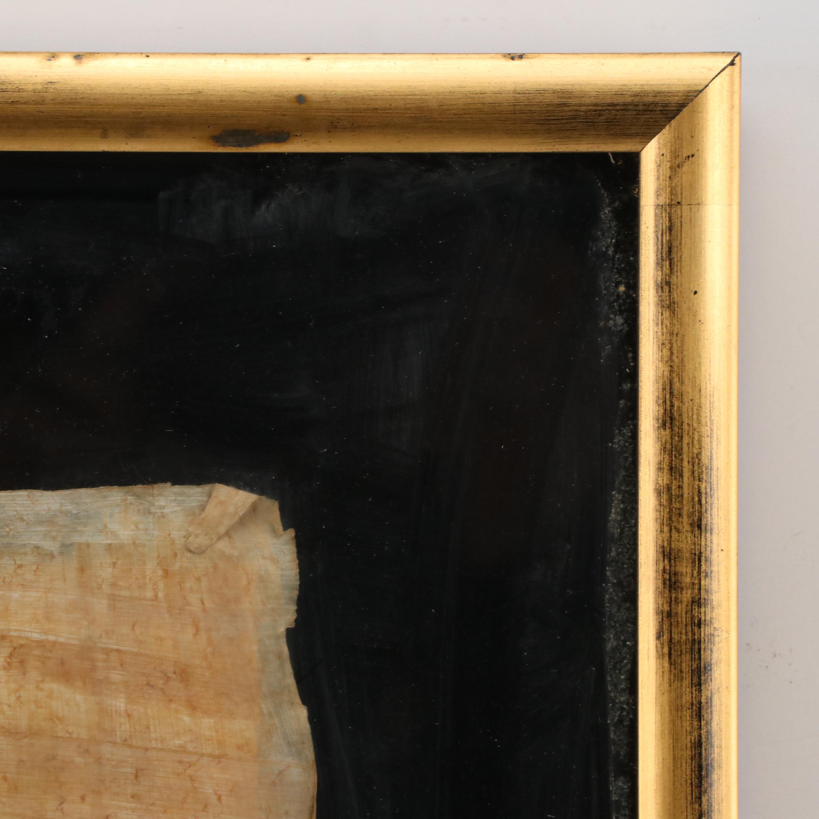 Egyptian Style Painted Papyrus with Figures and Hieroglyphs