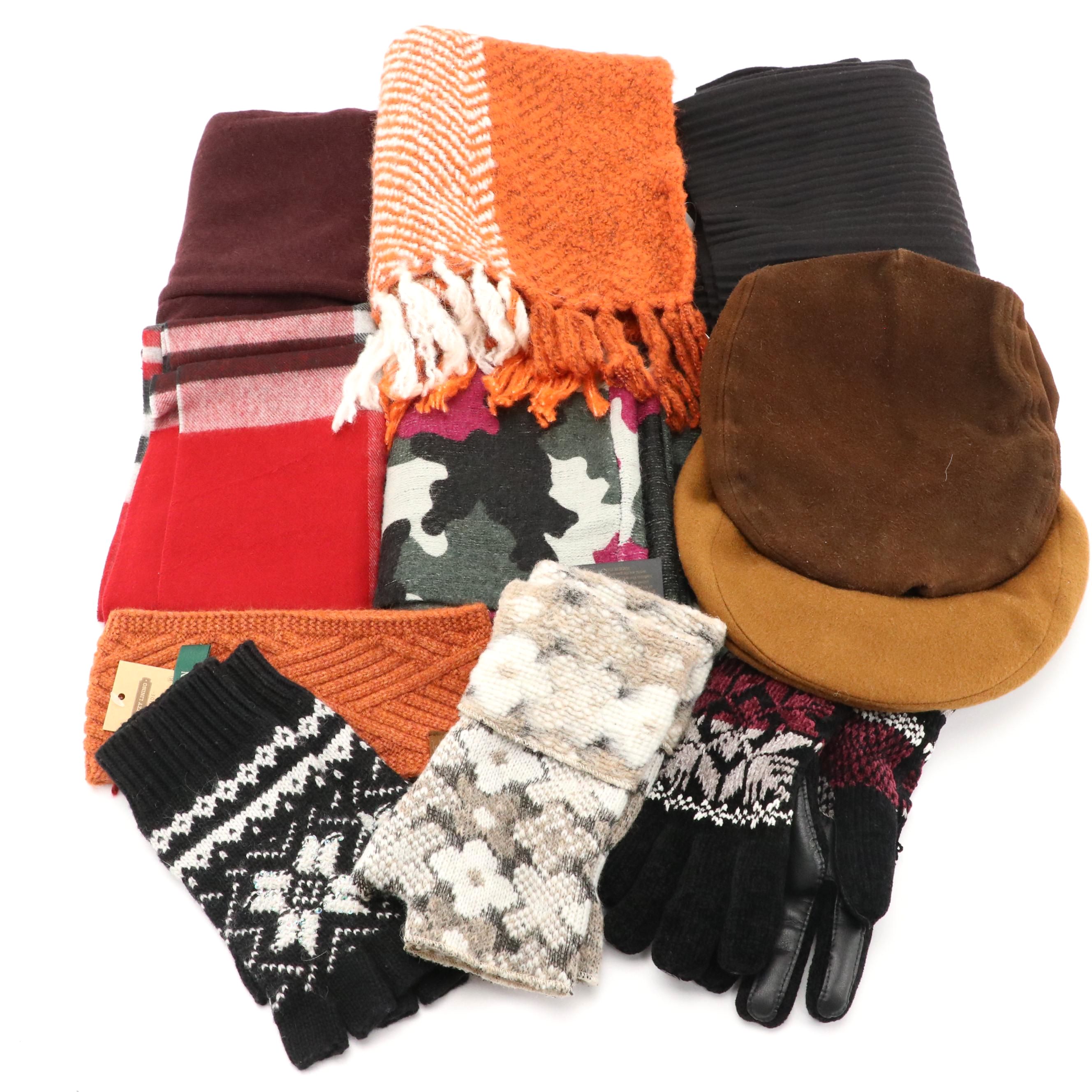 Assorted Scarves, Hats, Gloves Including Orvis, Ralph Lauren, Michael Kors, More