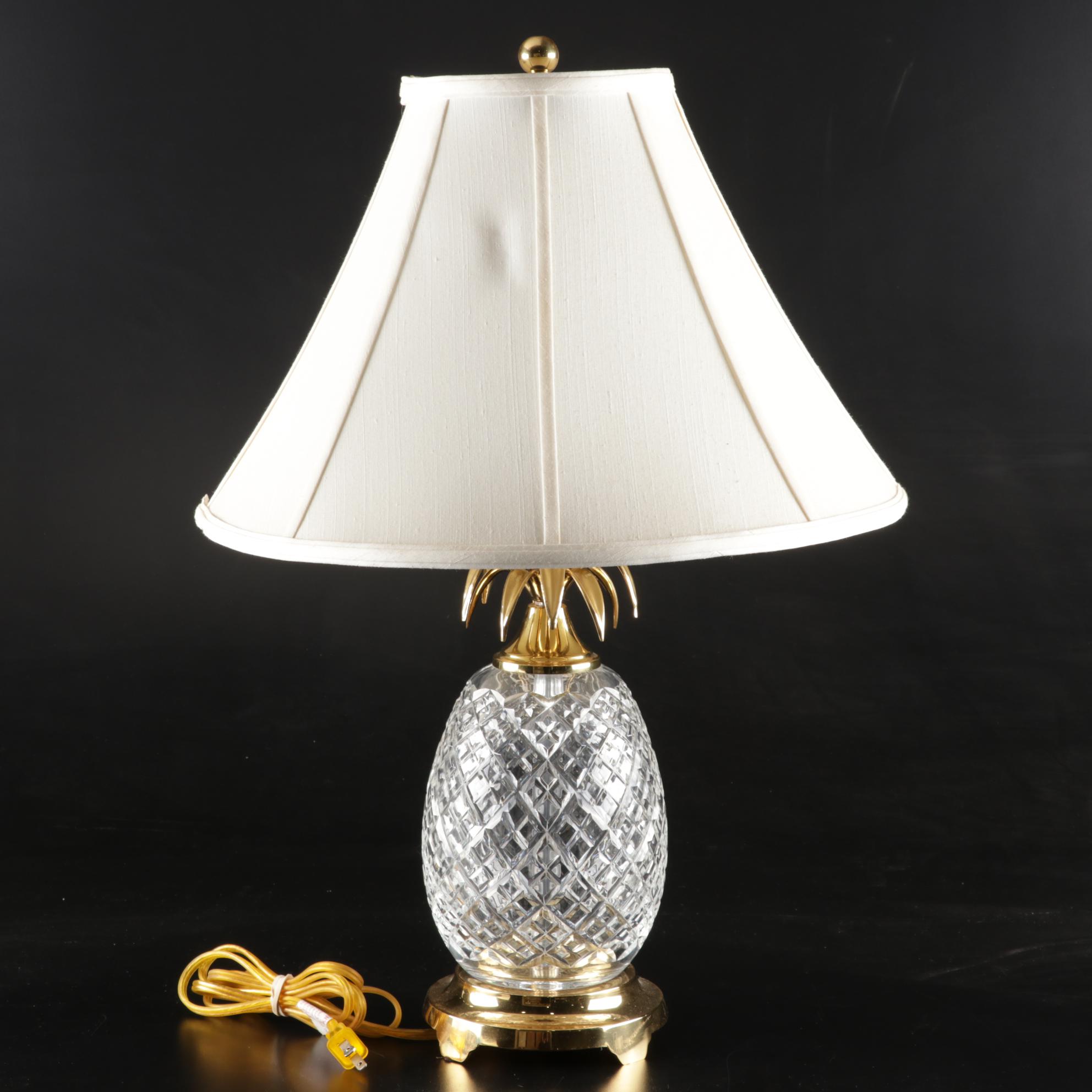 Waterford Hospitality Collection Cut Crystal and Brass Pineapple Table Lamp