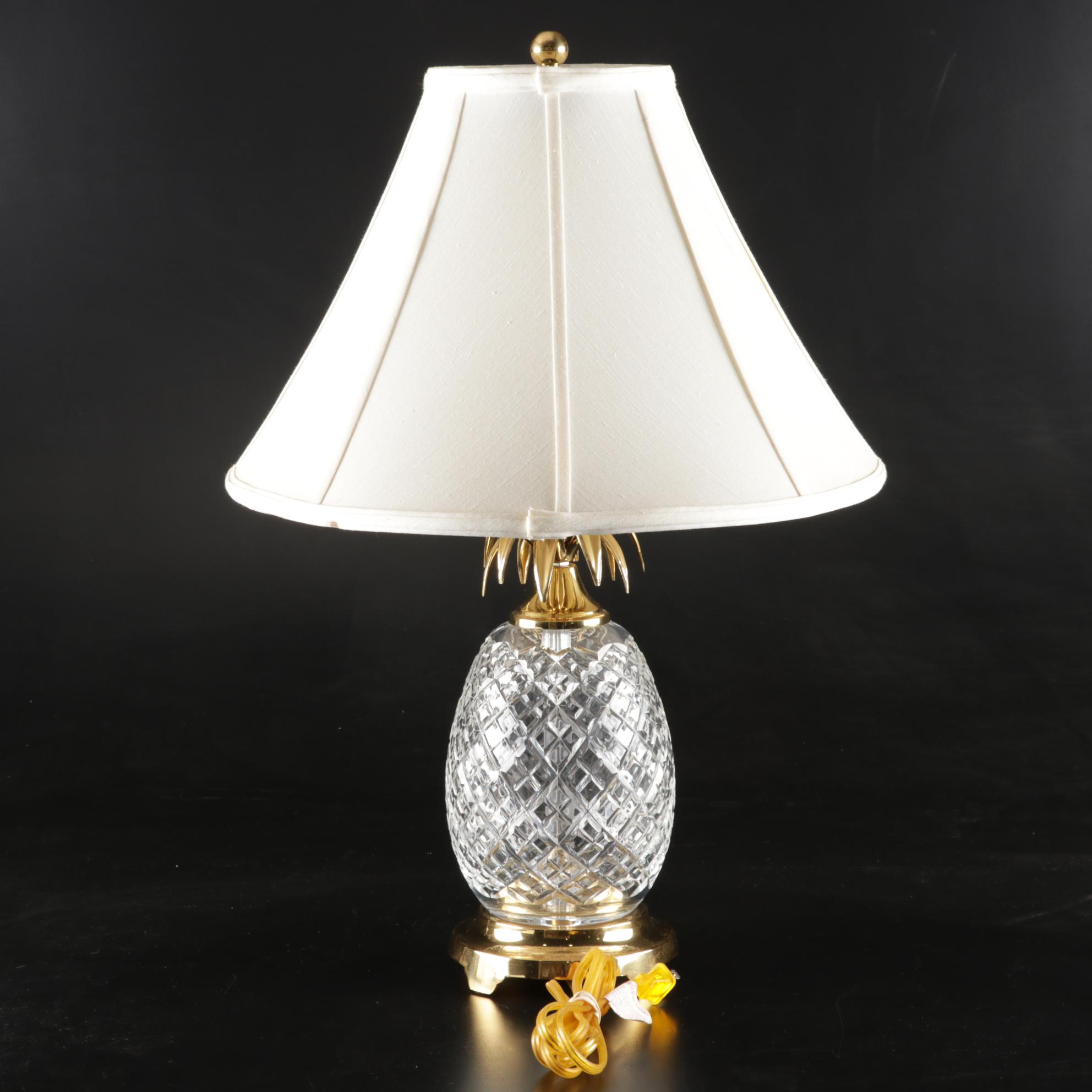 Waterford Hospitality Collection Cut Crystal and Brass Pineapple Table Lamp
