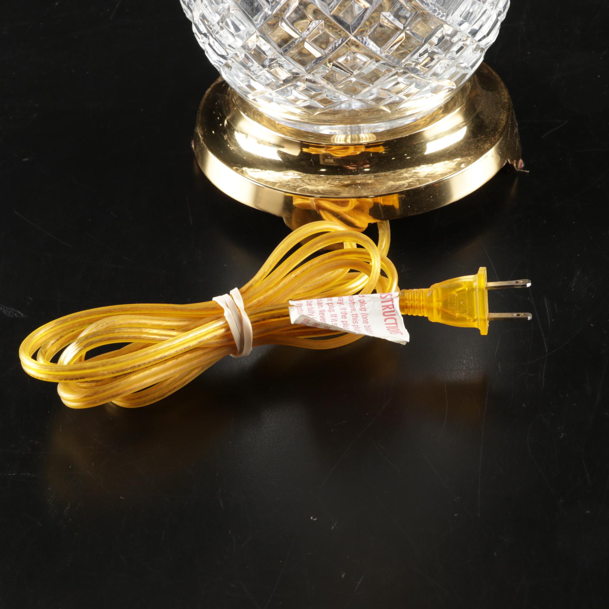 Waterford Hospitality Collection Cut Crystal and Brass Pineapple Table Lamp