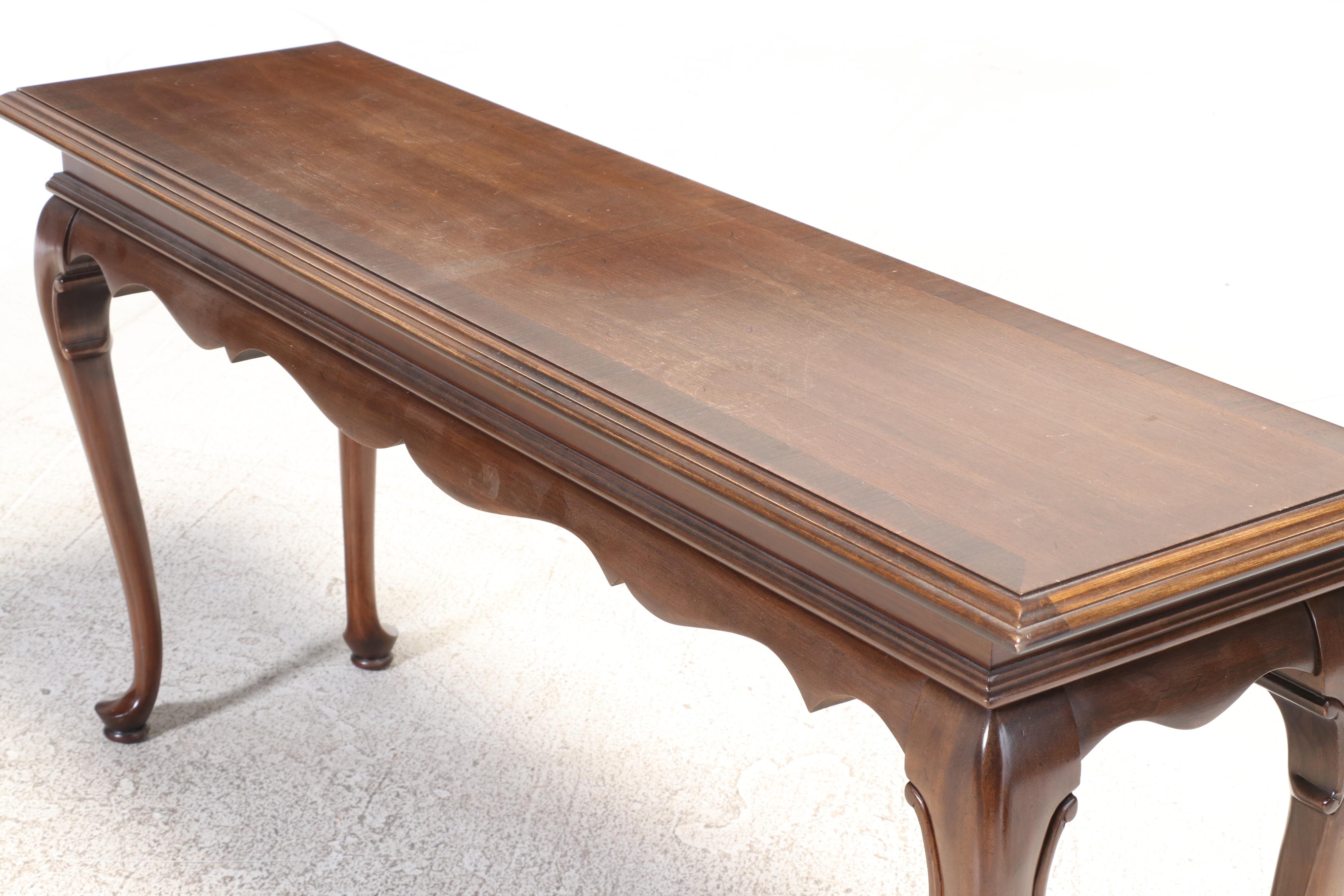 Queen Anne Style Console Table with Upholstered Bench, Incl. Ethan Allen