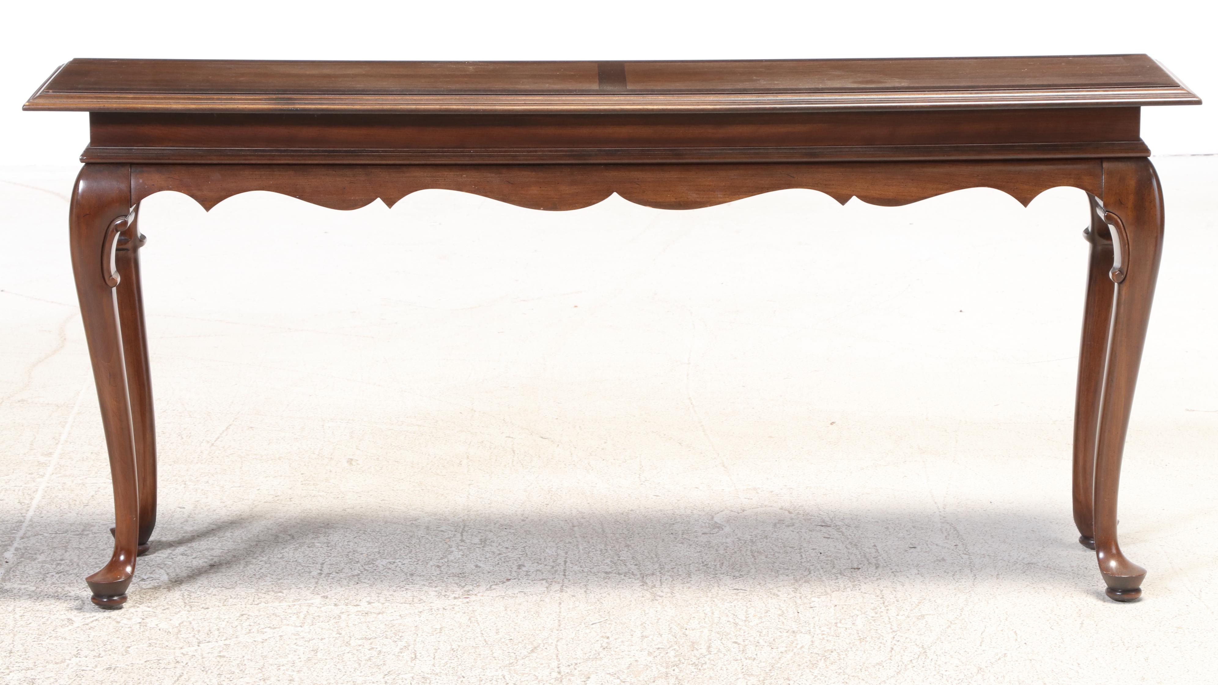 Queen Anne Style Console Table with Upholstered Bench, Incl. Ethan Allen
