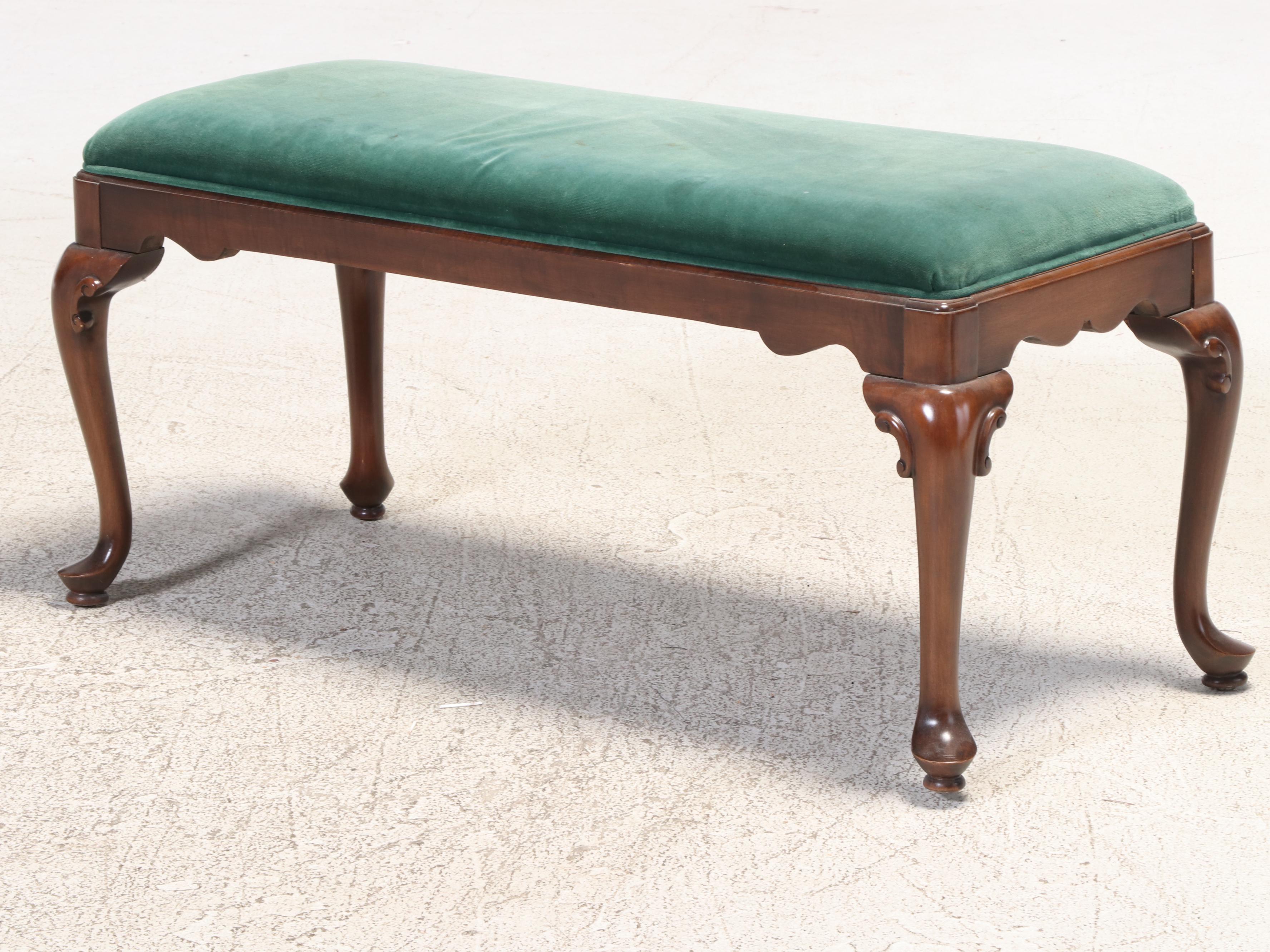 Queen Anne Style Console Table with Upholstered Bench, Incl. Ethan Allen