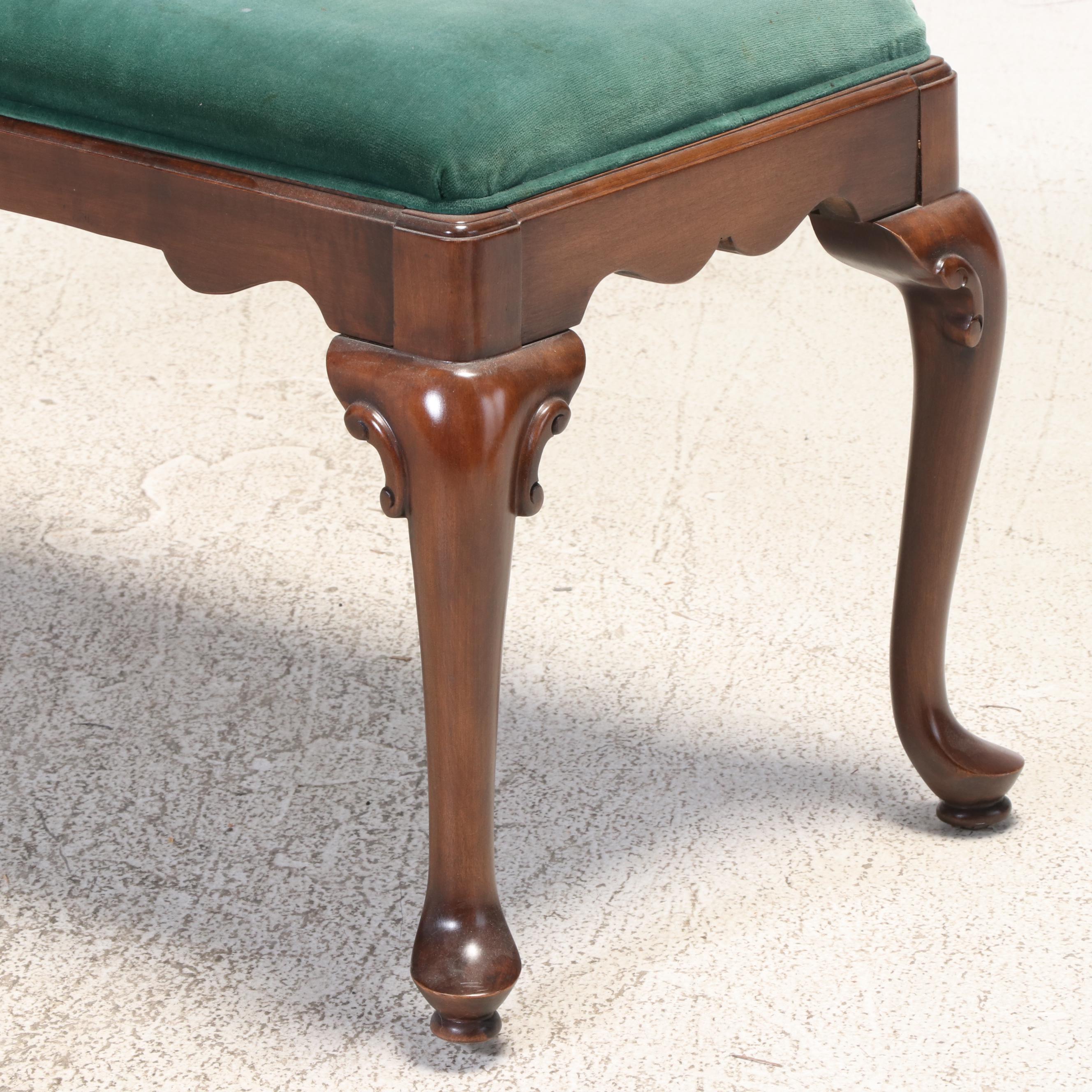 Queen Anne Style Console Table with Upholstered Bench, Incl. Ethan Allen