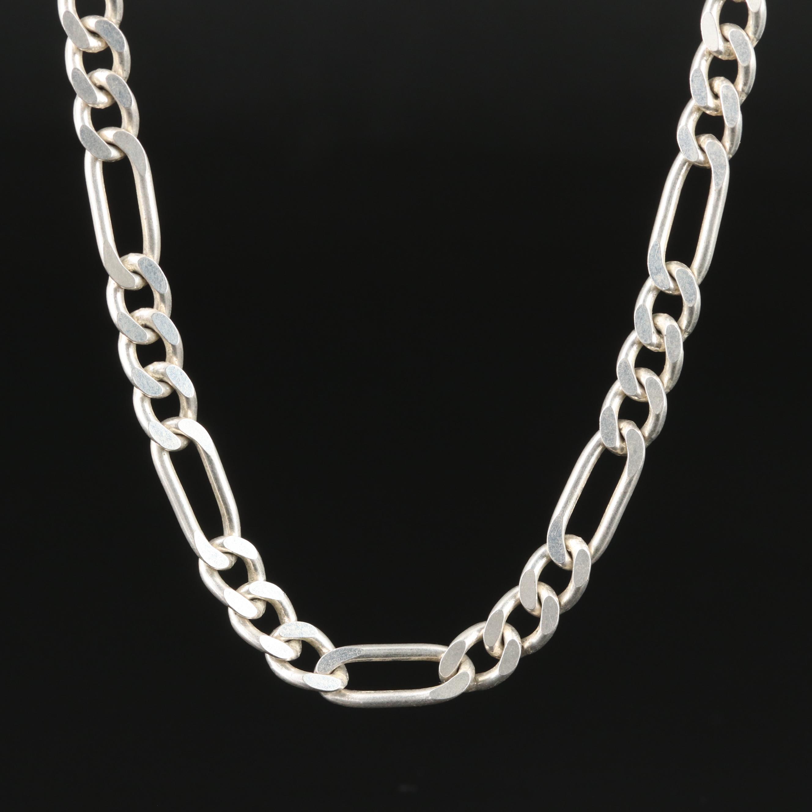 Italian Sterling Figaro Chain Necklace