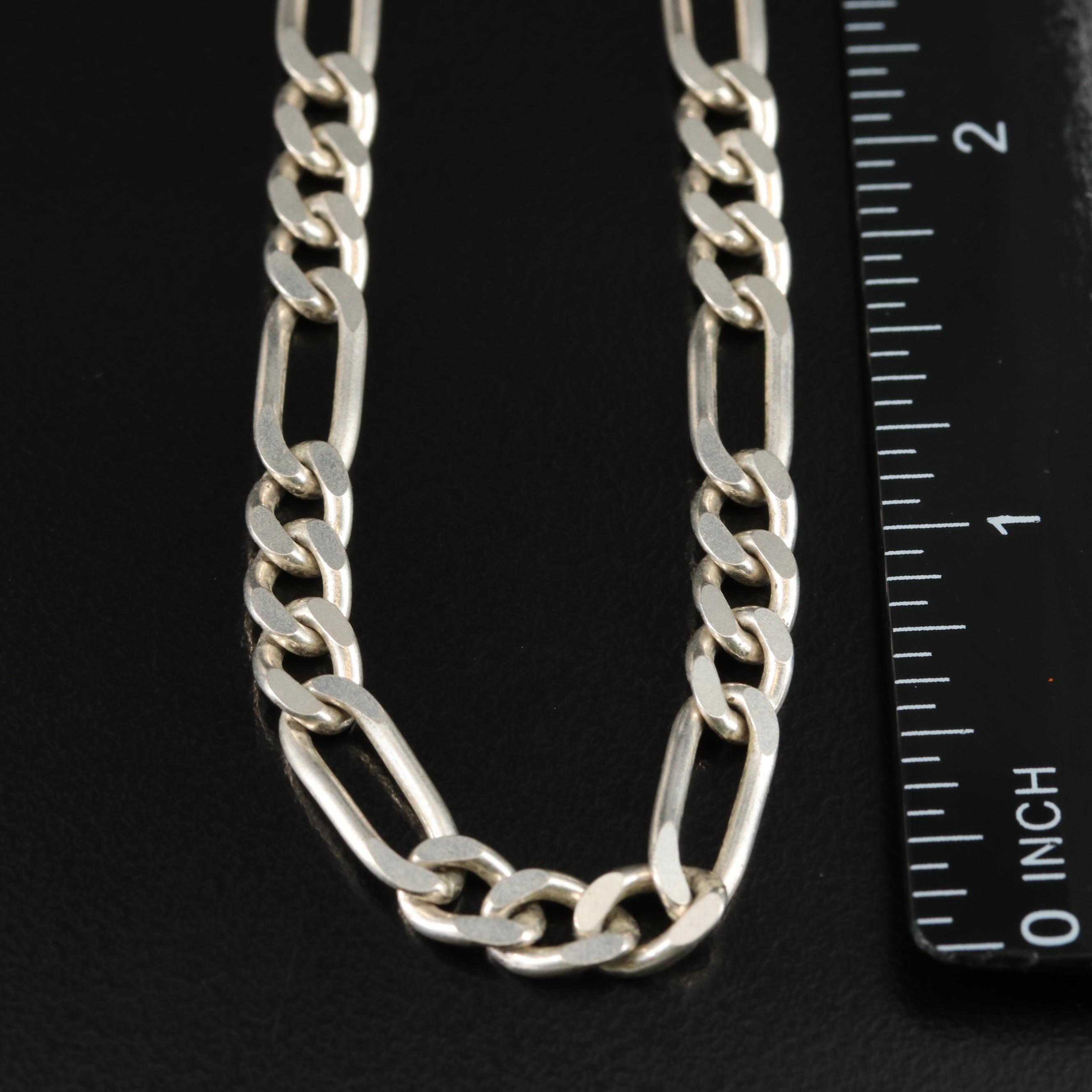 Italian Sterling Figaro Chain Necklace