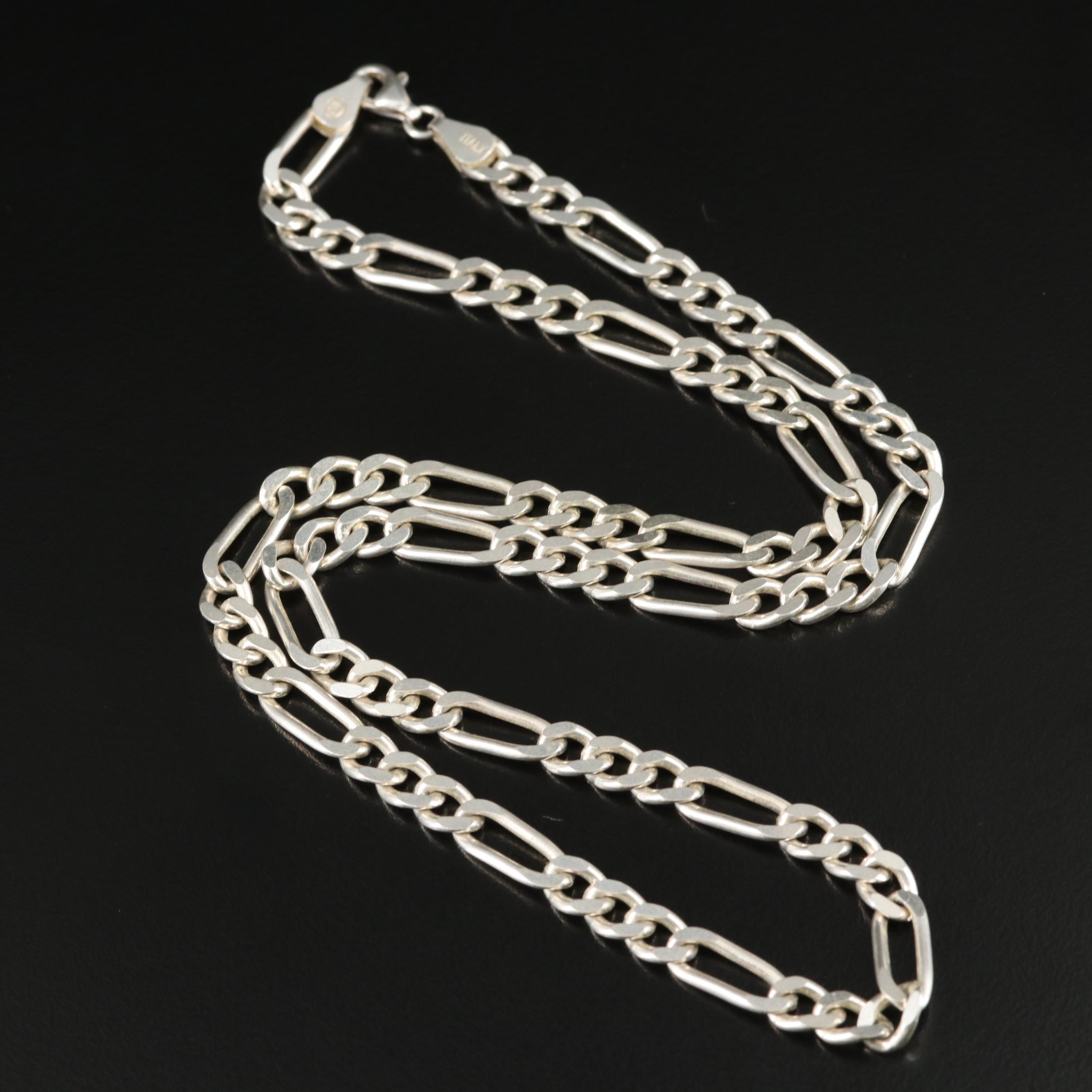 Italian Sterling Figaro Chain Necklace