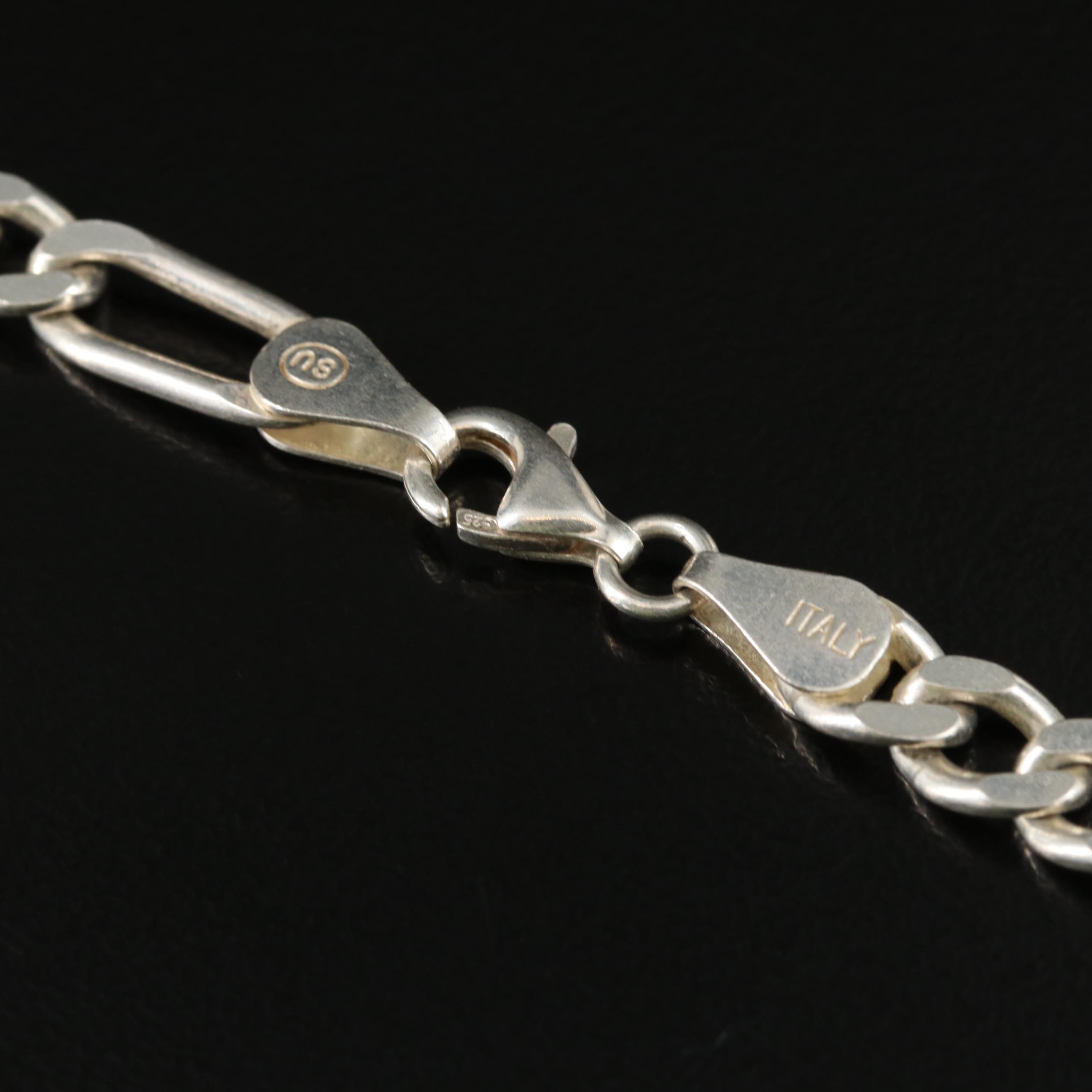Italian Sterling Figaro Chain Necklace