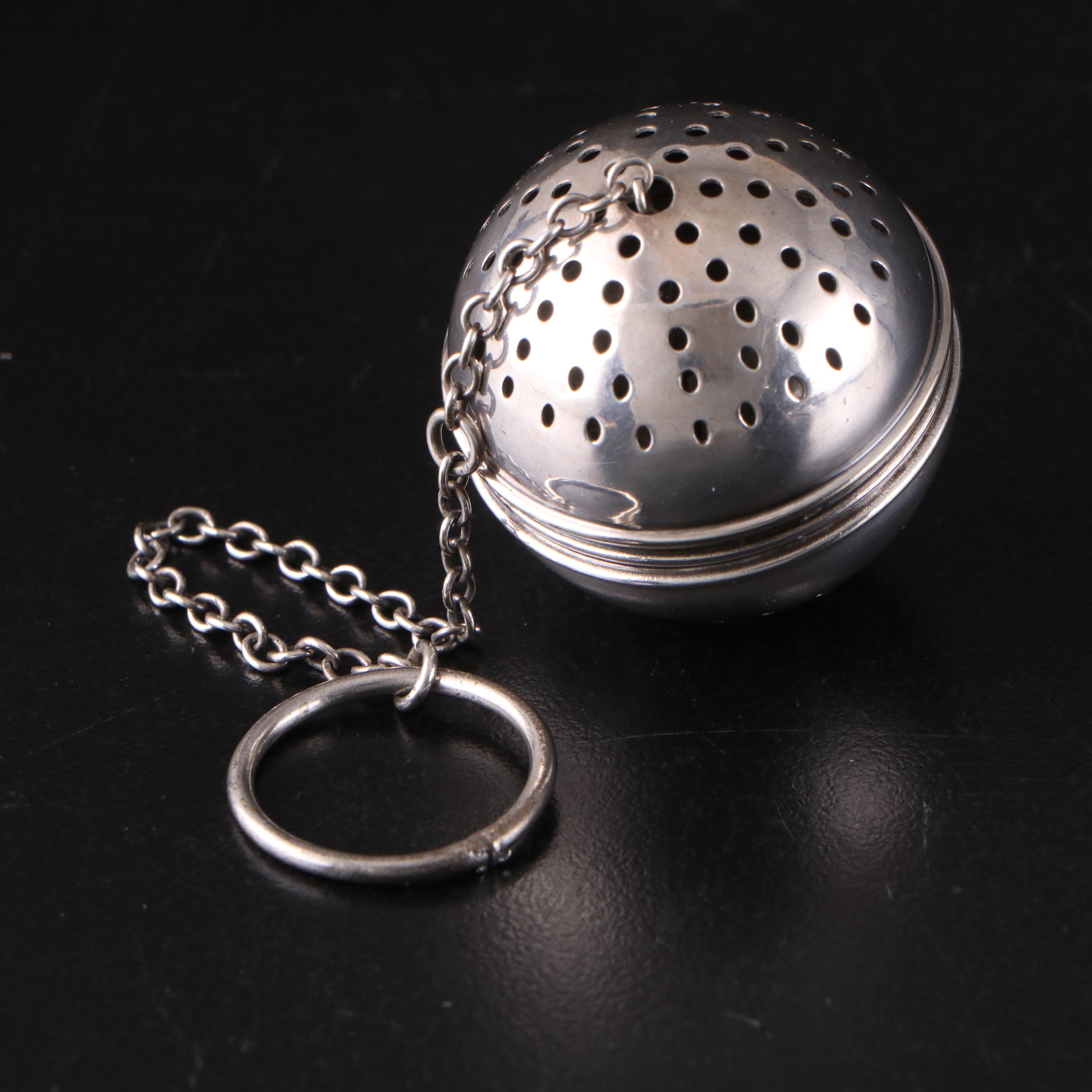 Silver Plate Tea Strainer on Chain