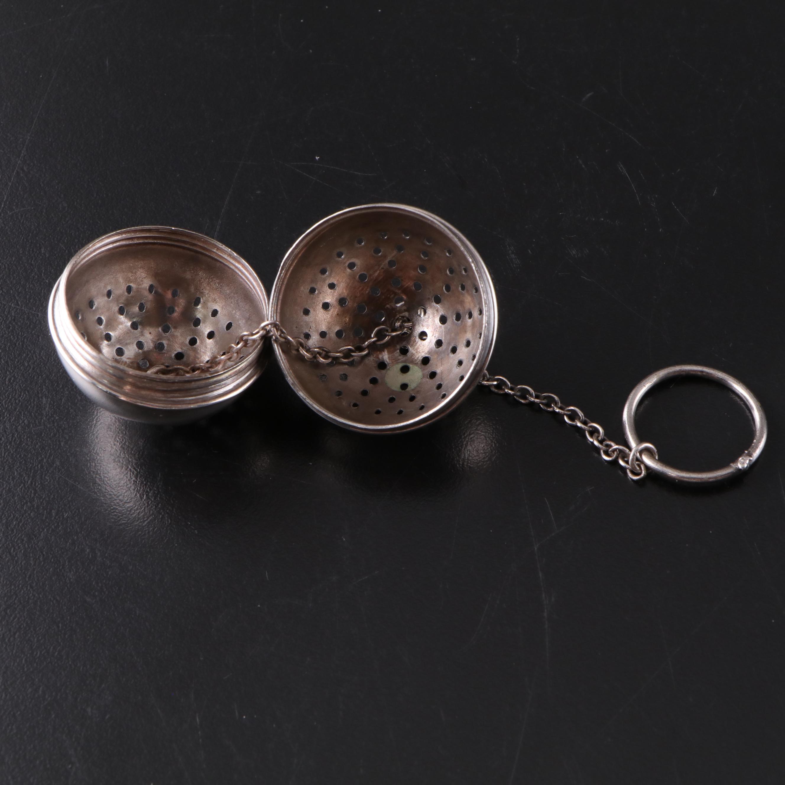 Silver Plate Tea Strainer on Chain