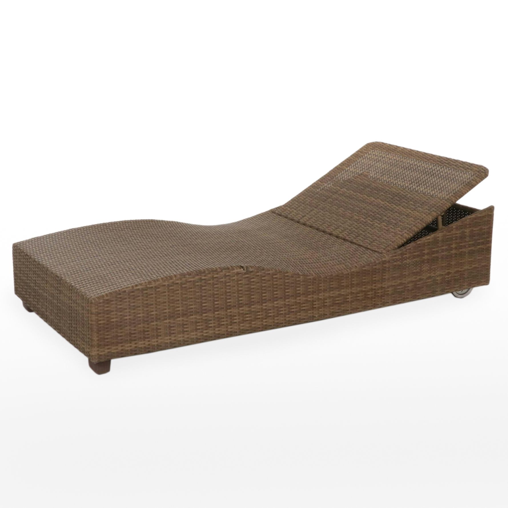 Woodard Contemporary Resin Wicker Two-Wheeled Platform Chaise Lounge