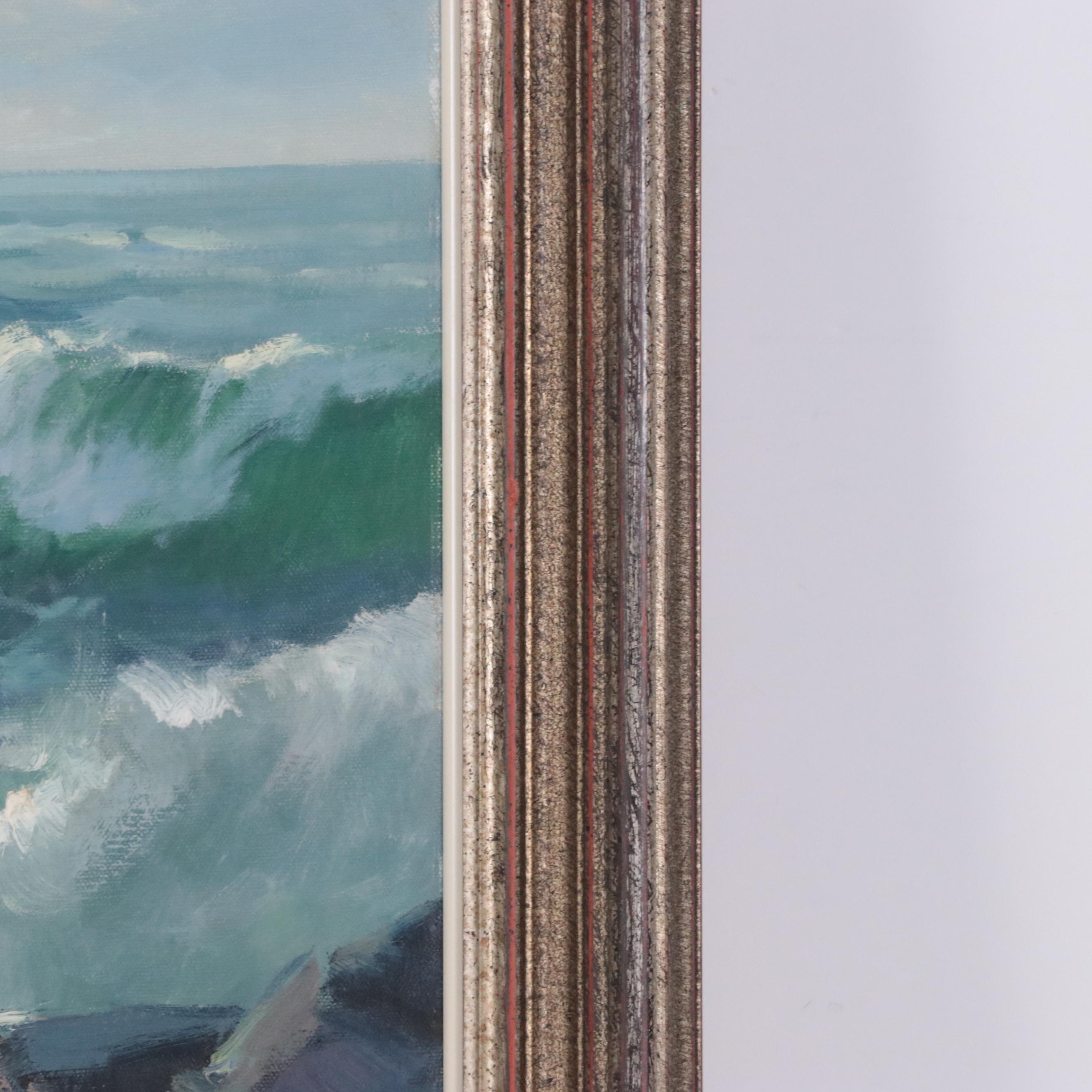 Seascape Oil Painting After Charles Vickery "Sunlight and Surf"