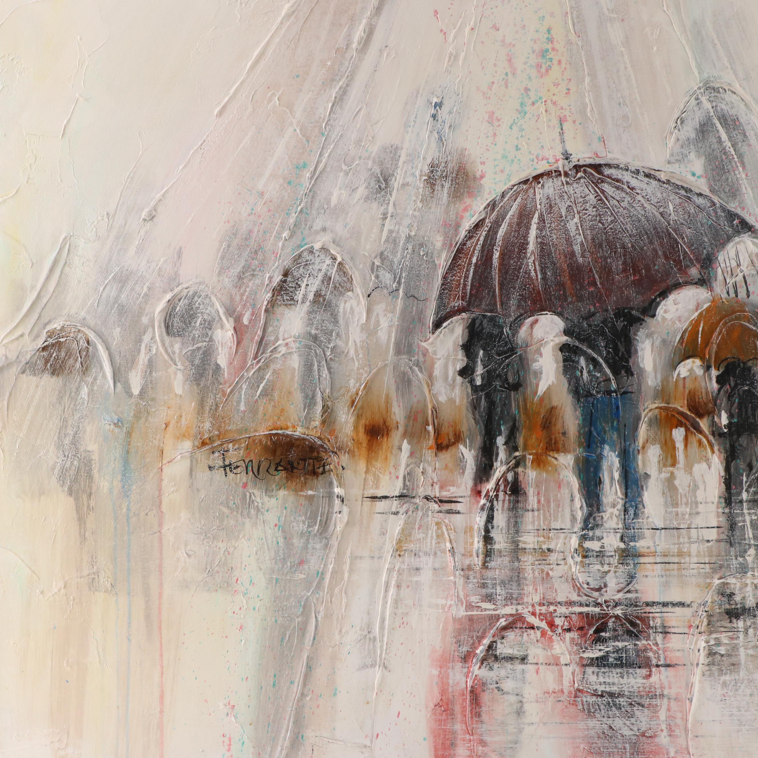 Mario de Ferrante Abstract Expressionist Oil Painting, Late 20th Century