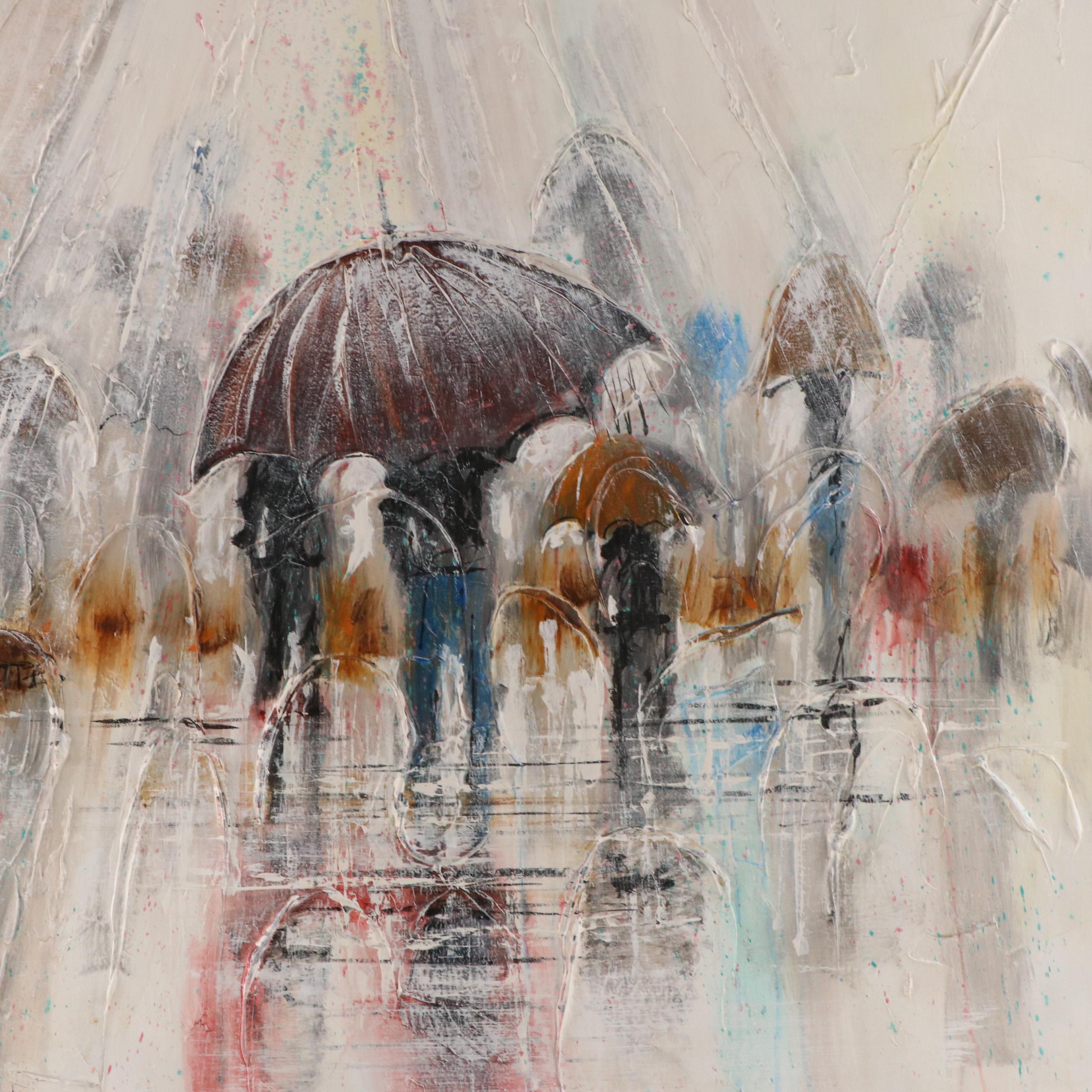 Mario de Ferrante Abstract Expressionist Oil Painting, Late 20th Century