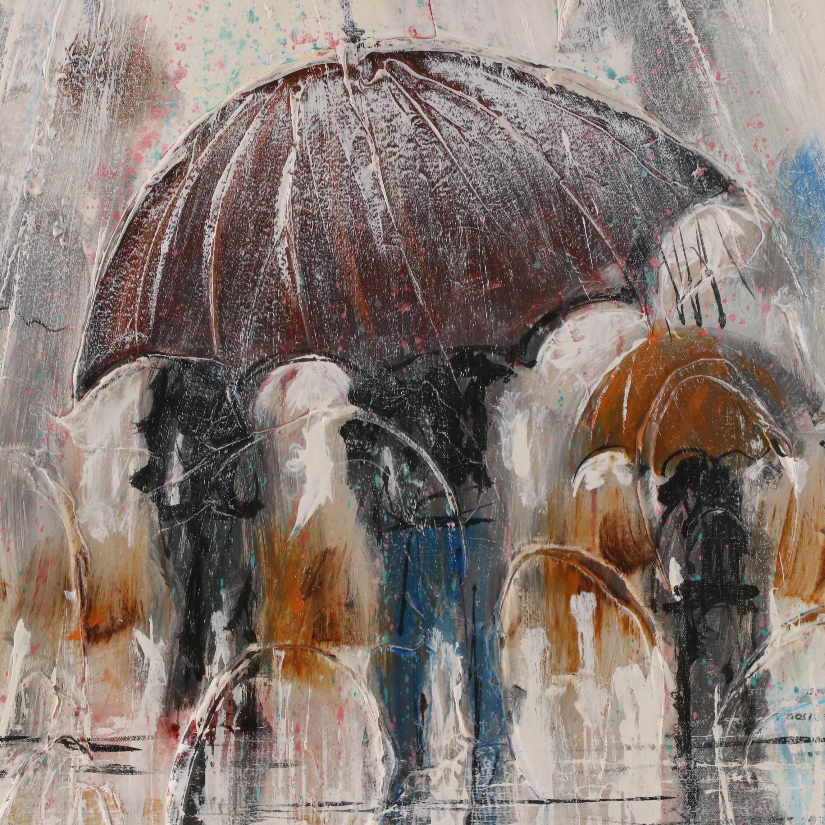 Mario de Ferrante Abstract Expressionist Oil Painting, Late 20th Century