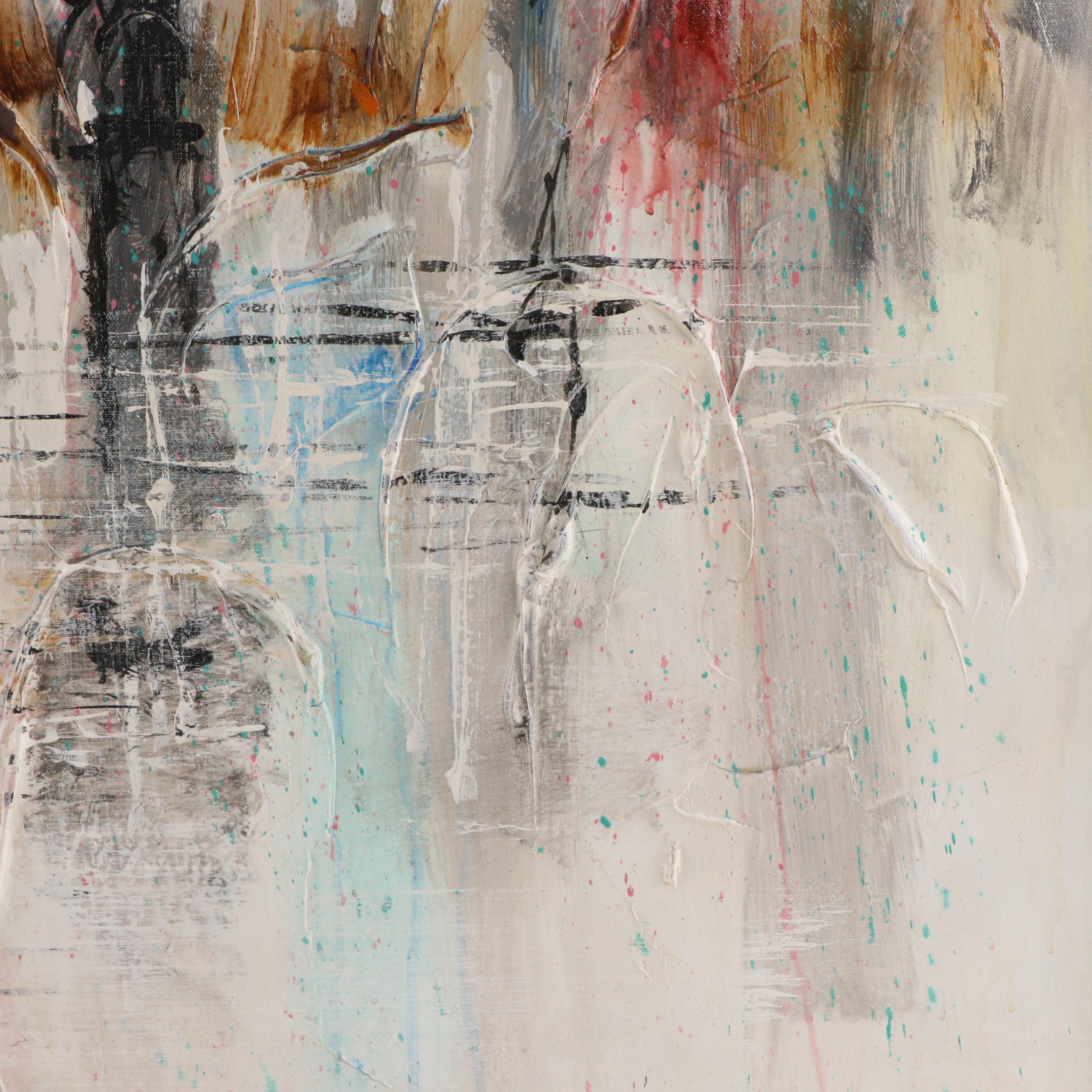 Mario de Ferrante Abstract Expressionist Oil Painting, Late 20th Century