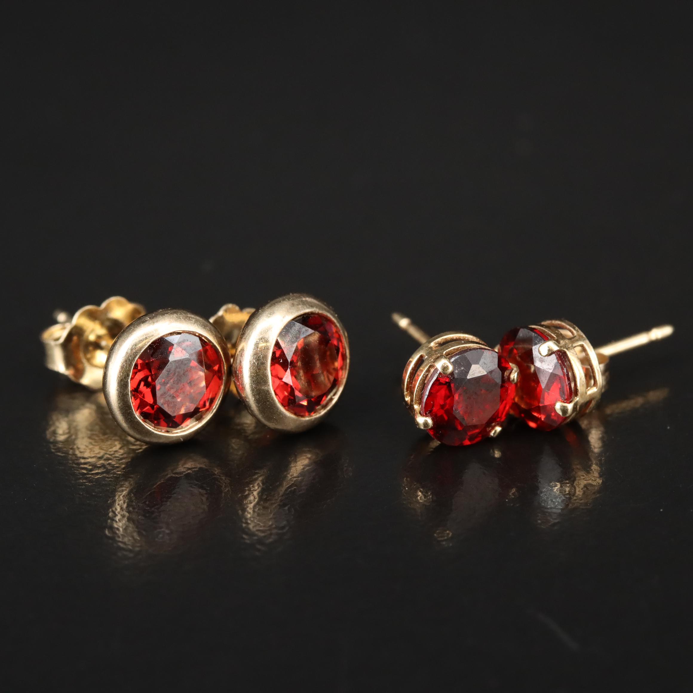 14K Garnet Stud Earrings