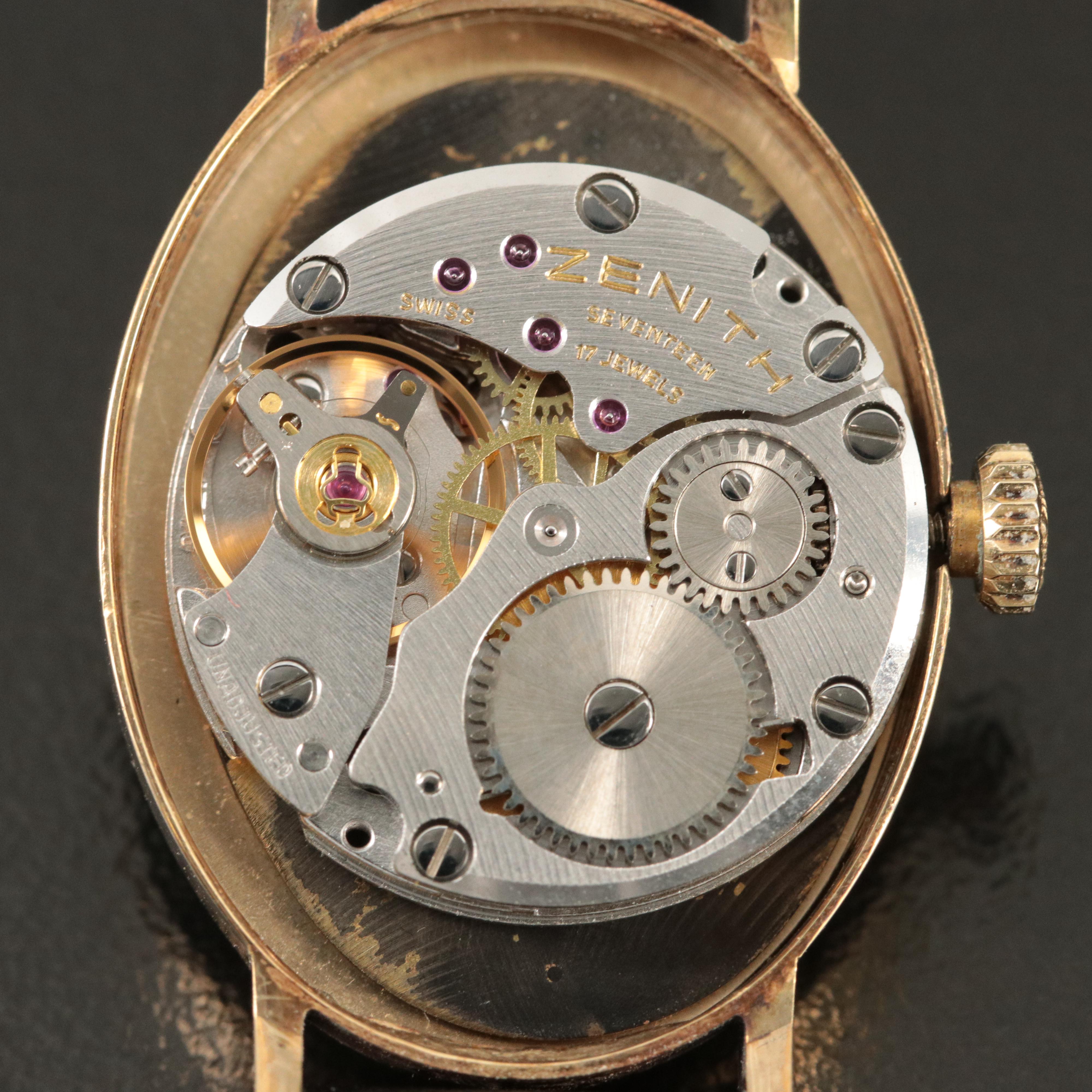 Vintage 14K Movado Zenith Diamond Dial Watch