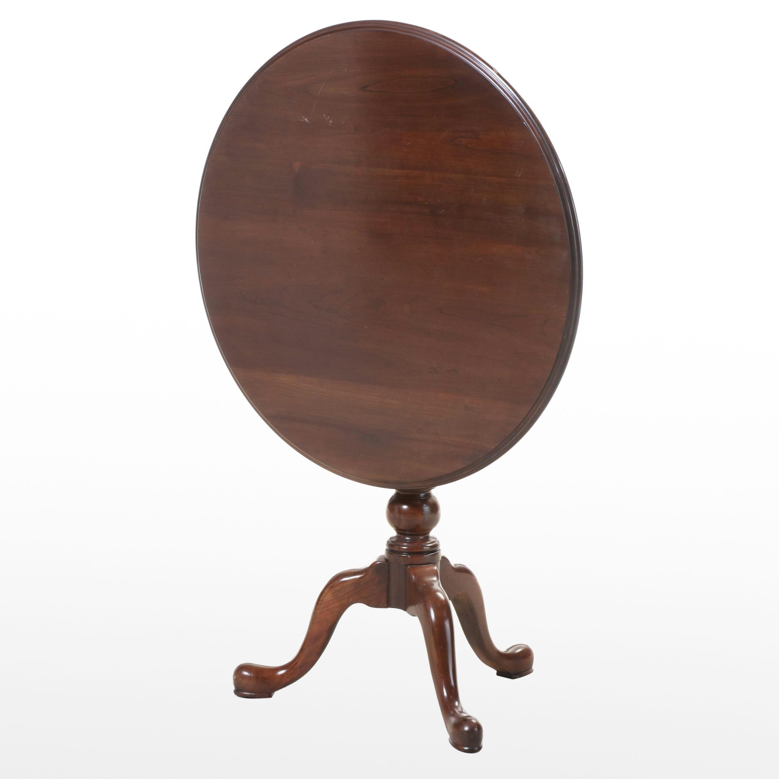 Ethan Allen Queen Anne Style Cherrywood Birdcage-Action Tea Table