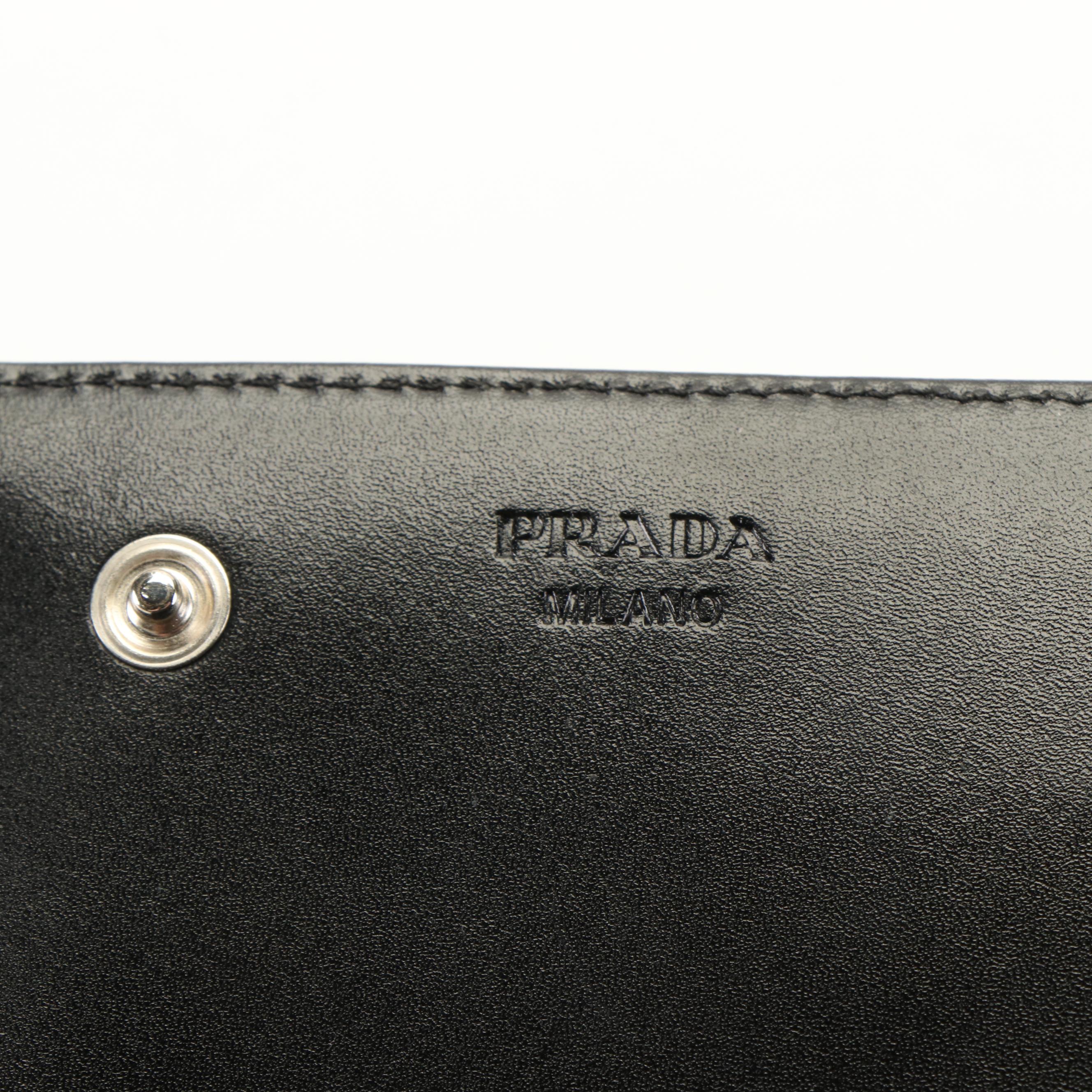 Prada Continental Wallet in Black Vela Nylon and Leather